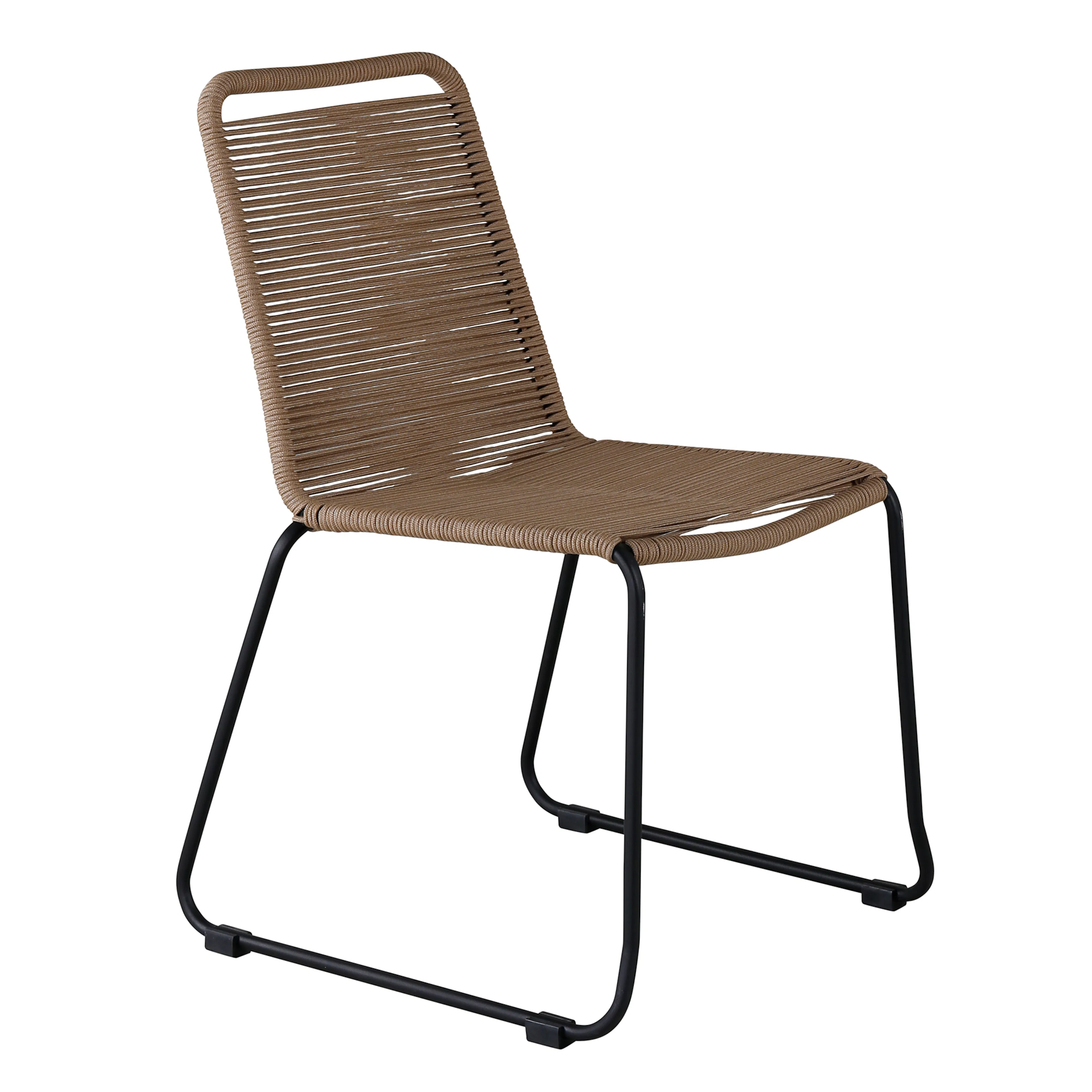 Lindos Stacking Chair - Black Alu / Latte Rope Sort/Latte
