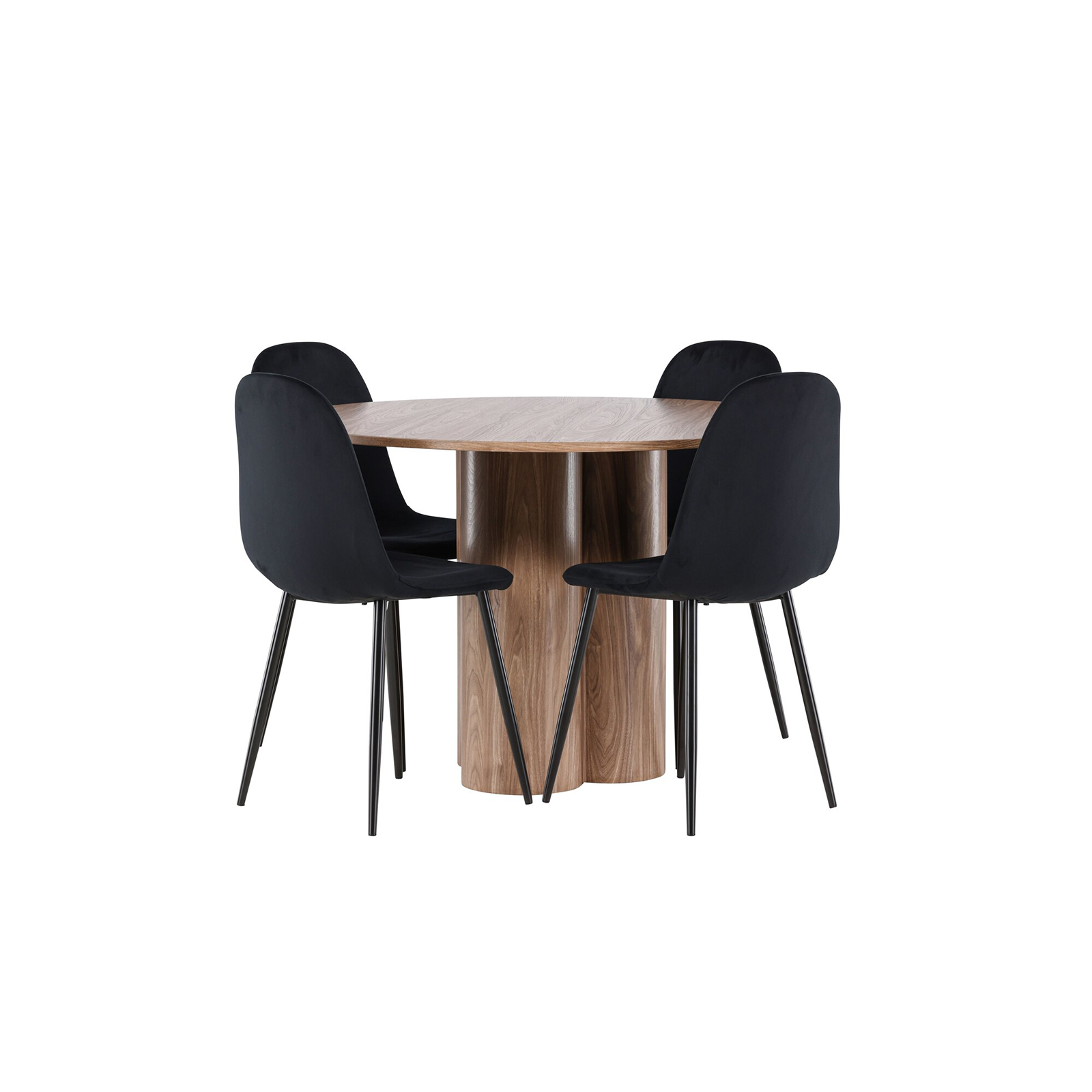 Spisegruppe Venture Home Olivia Ø110 med 4 stk Polar Stoler Fløyel