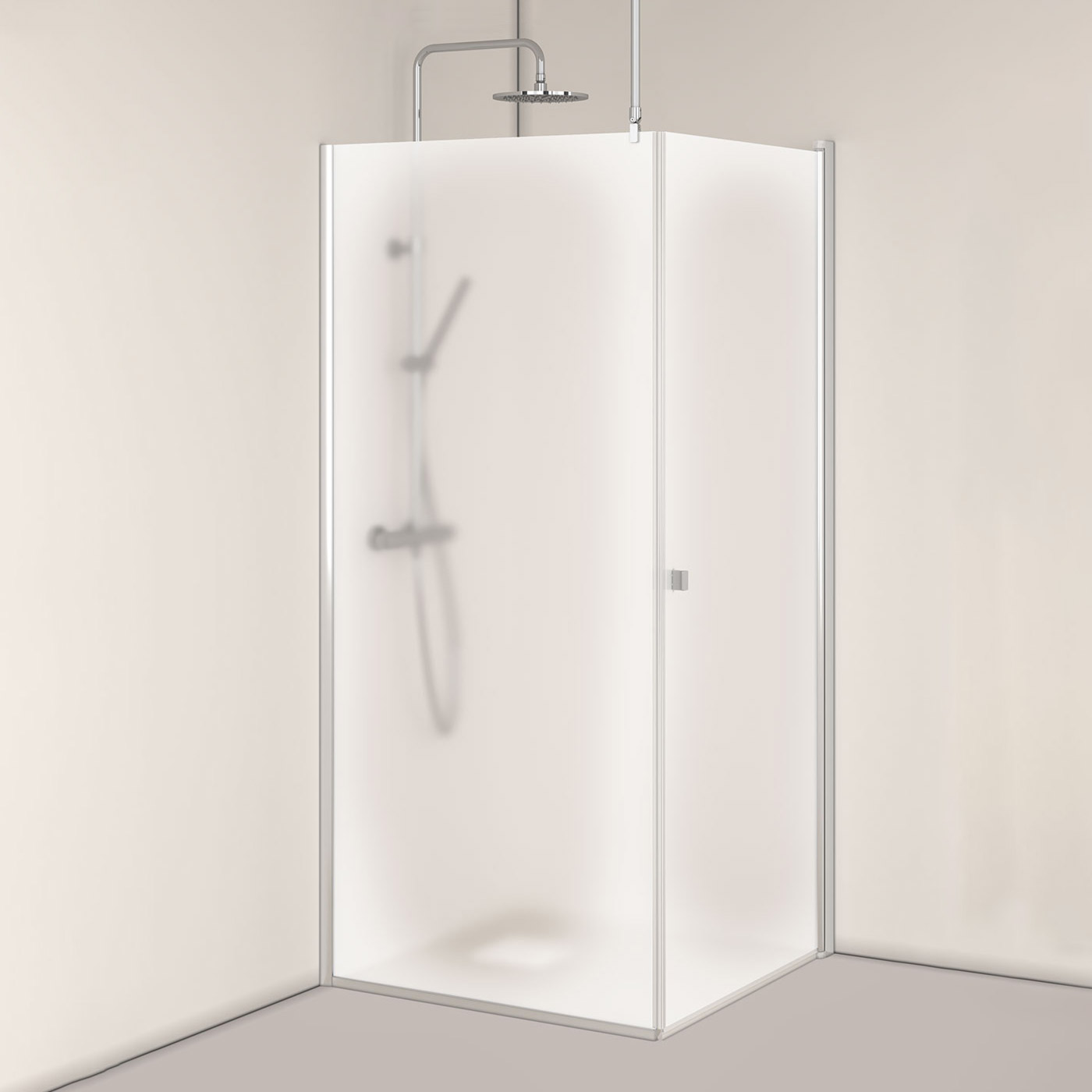 DUSJ IGLOO PRO ST 7 F IW 10 F N Profil: Aluminium, Dør: Frostet/Vegg: Frostet, Rett Dør: 685 + Fast Vegg 985