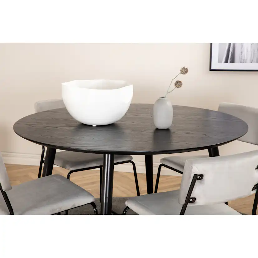 Spisegruppe Venture Home Dipp Ø115 cm med 4 Kenth Stoler