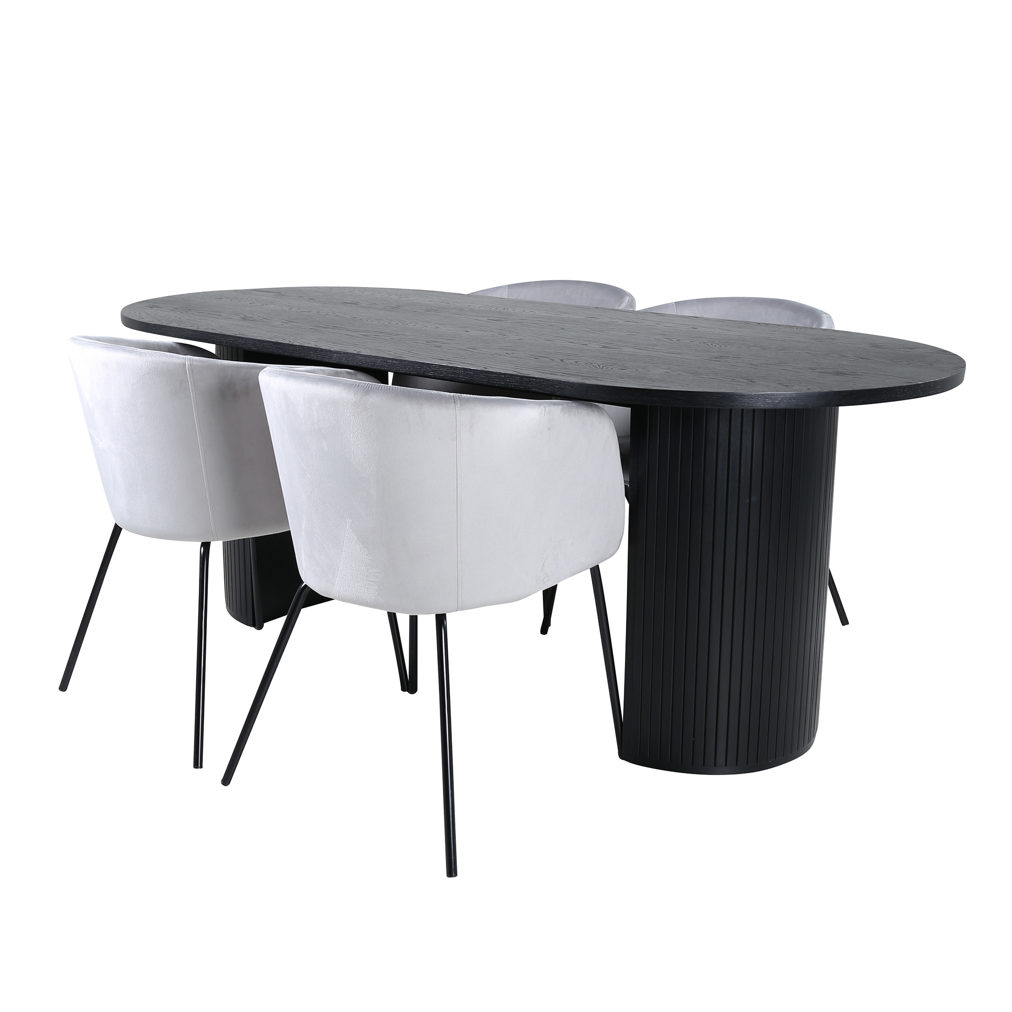 Spisegruppe Venture Home Bianca Sort med 4 Bergen Stoler