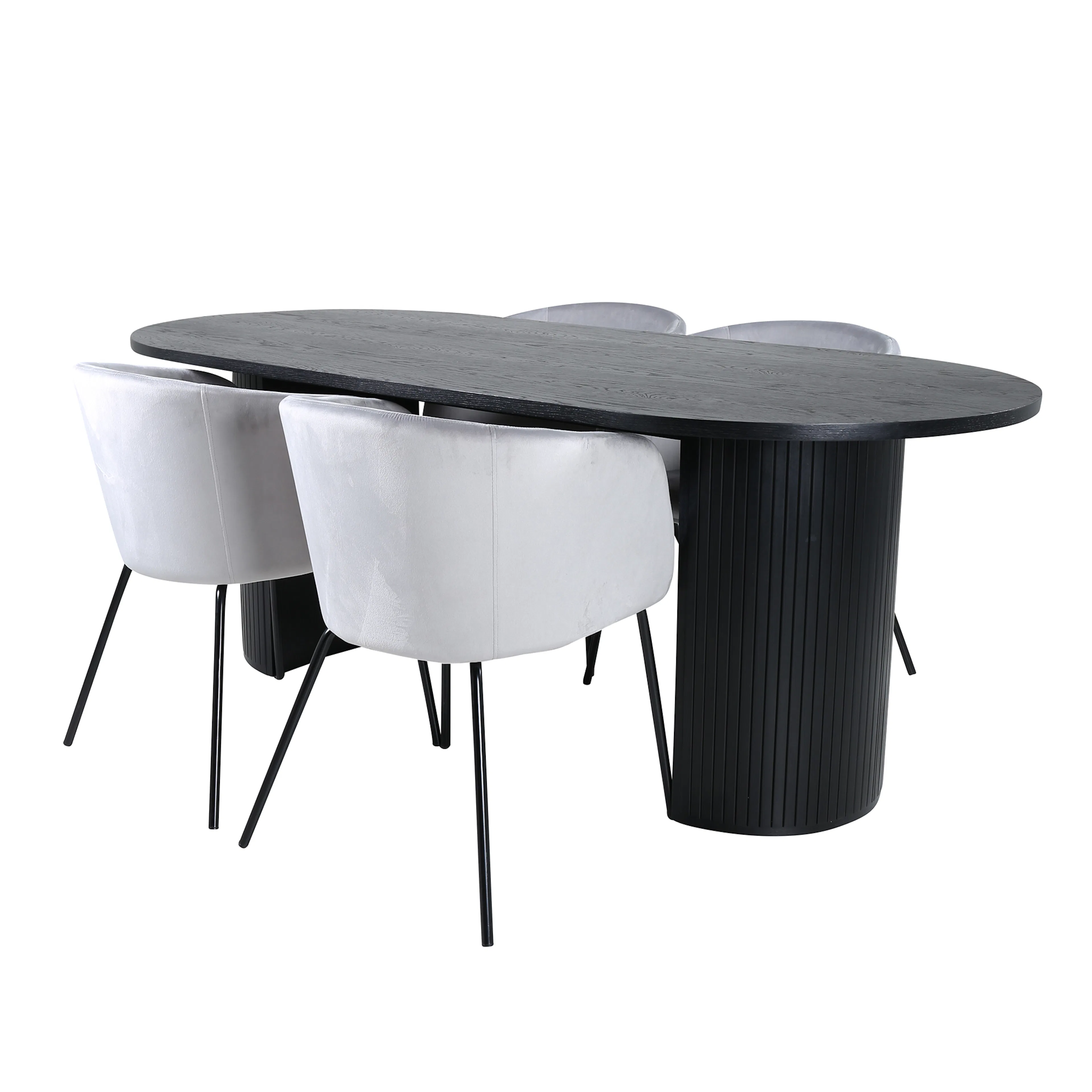 Spisegruppe Venture Home Bianca Sort med 4 Bergen Stoler