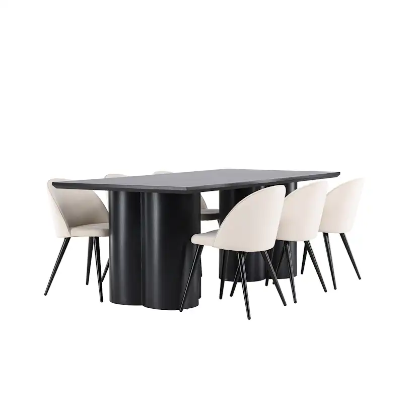 Spisegruppe Venture Home Olivia 210 med 6 stk Velvet Stoler
