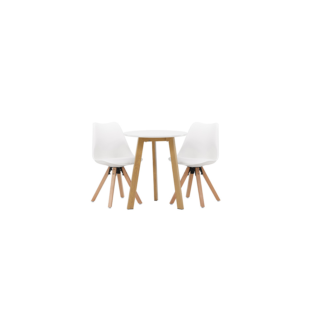 Matgrupp Venture Home Leonora Ø65 cm med 2 st Zeno stolar Hvit
