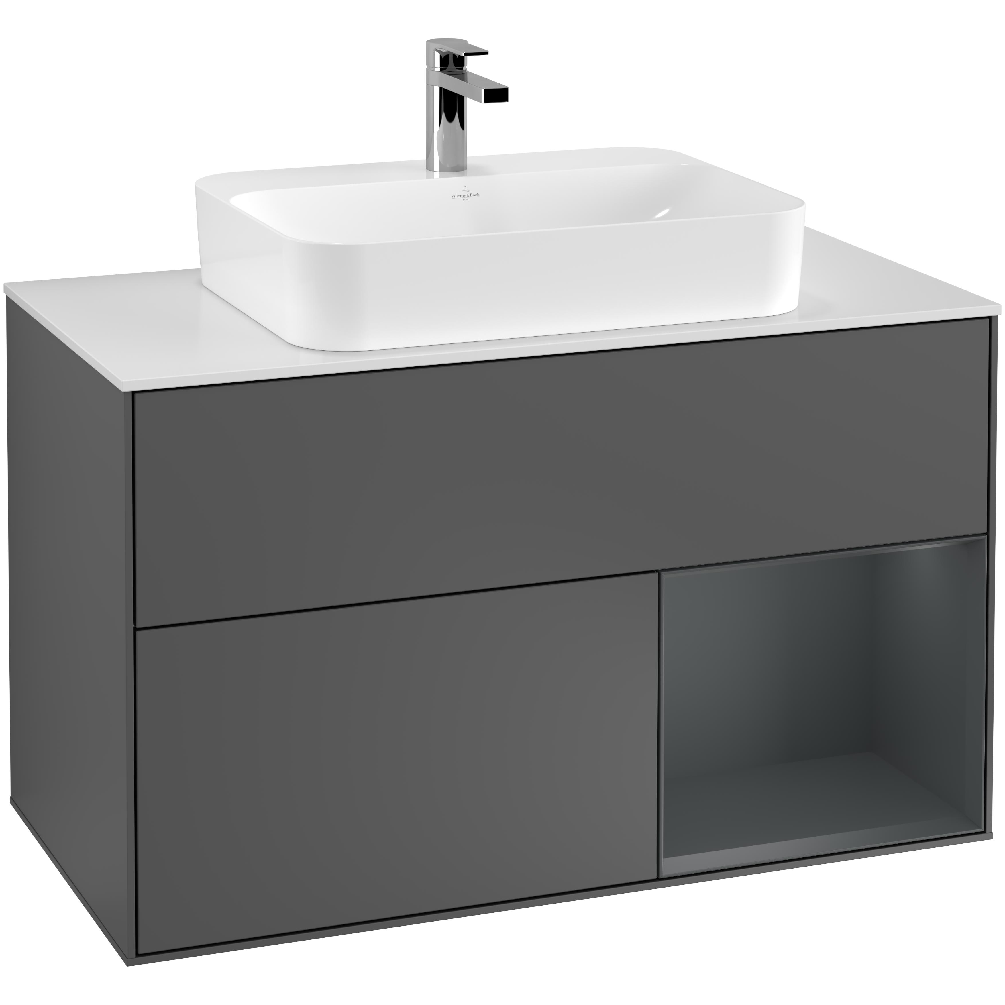 Tvättställsskåp Villeroy & Boch Finion med 2 Lådor Hylla och Bänkskiva för Ytmonterat Tvättställ | badrum - badrumsmobler - tvattstallsskap-och-kommod | KakelKungen