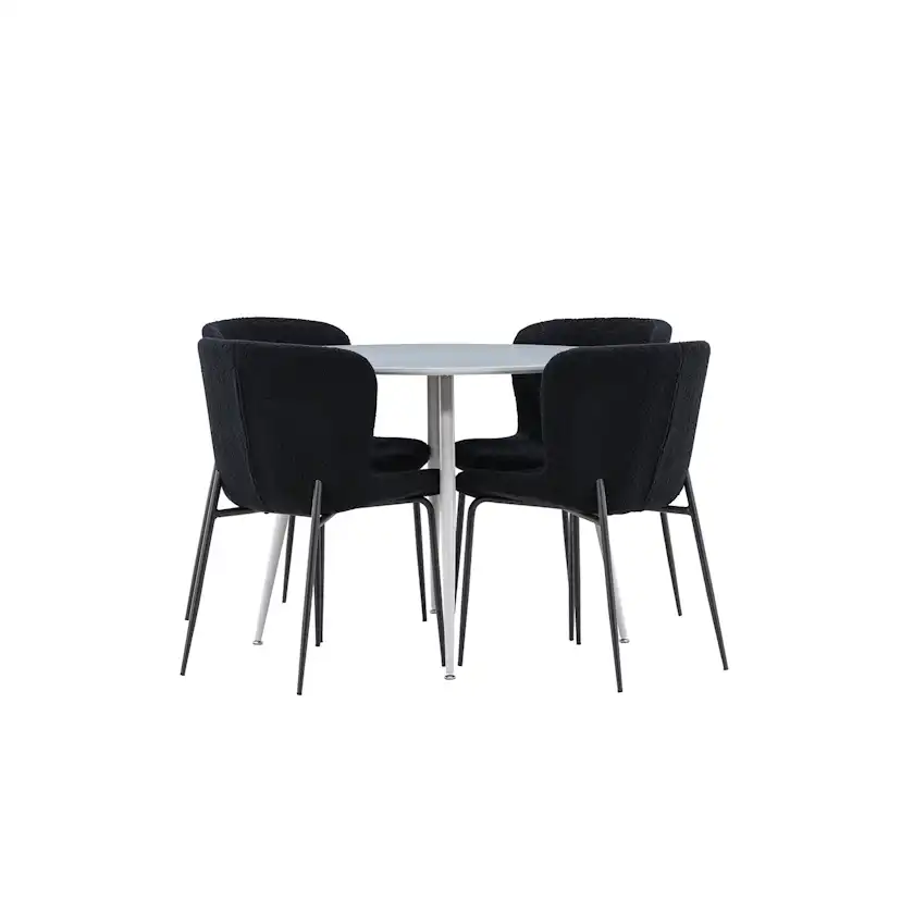 Spisegruppe Venture Home Plaza Ø100 med 4 stk Modesto Stoler