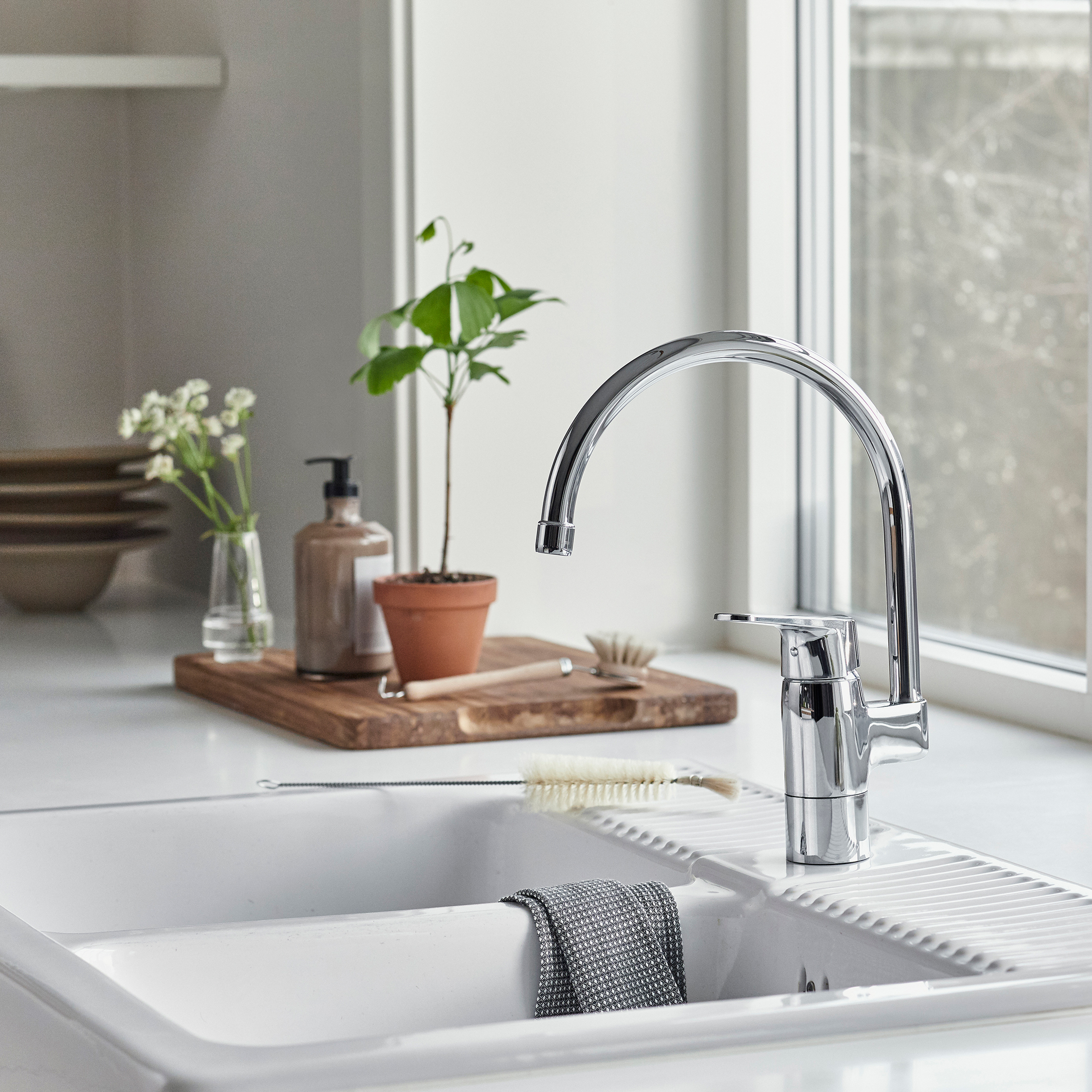 Köksblandare Oras Vega 1839FG med Diskmaskinsavstängning Krom, Med oppvaskmaskinstopp