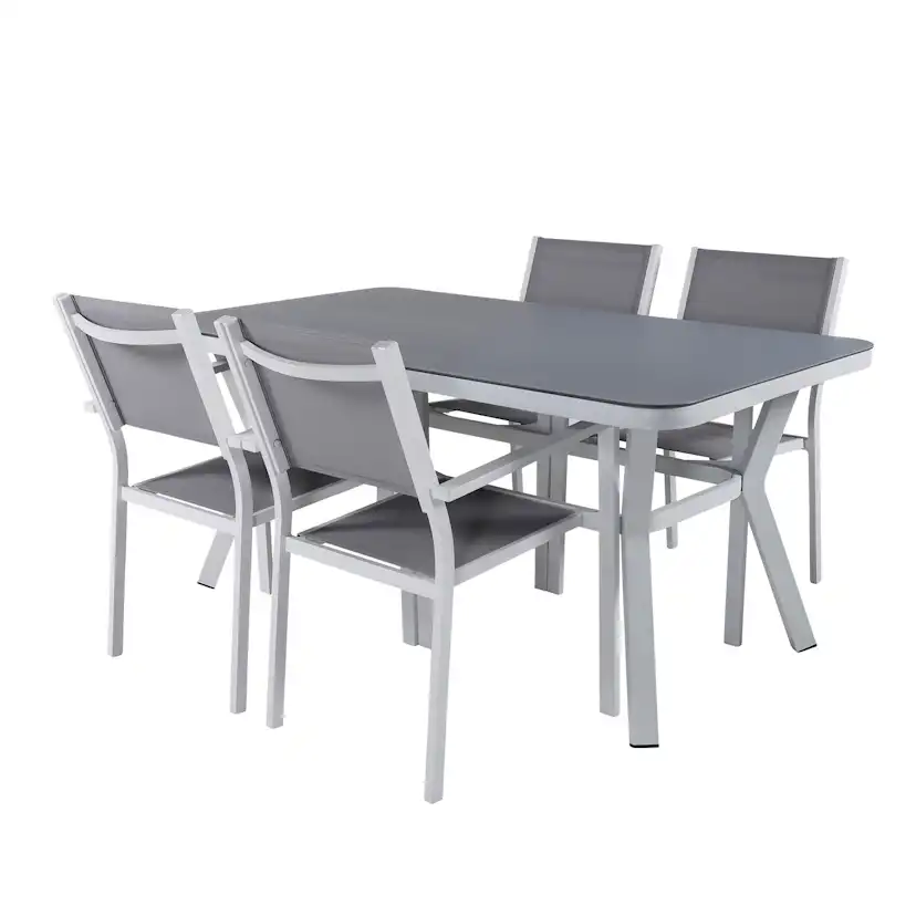 Spisegruppe Venture Home Vyn Hvit med 4 Curz Stablebare Spisestoler