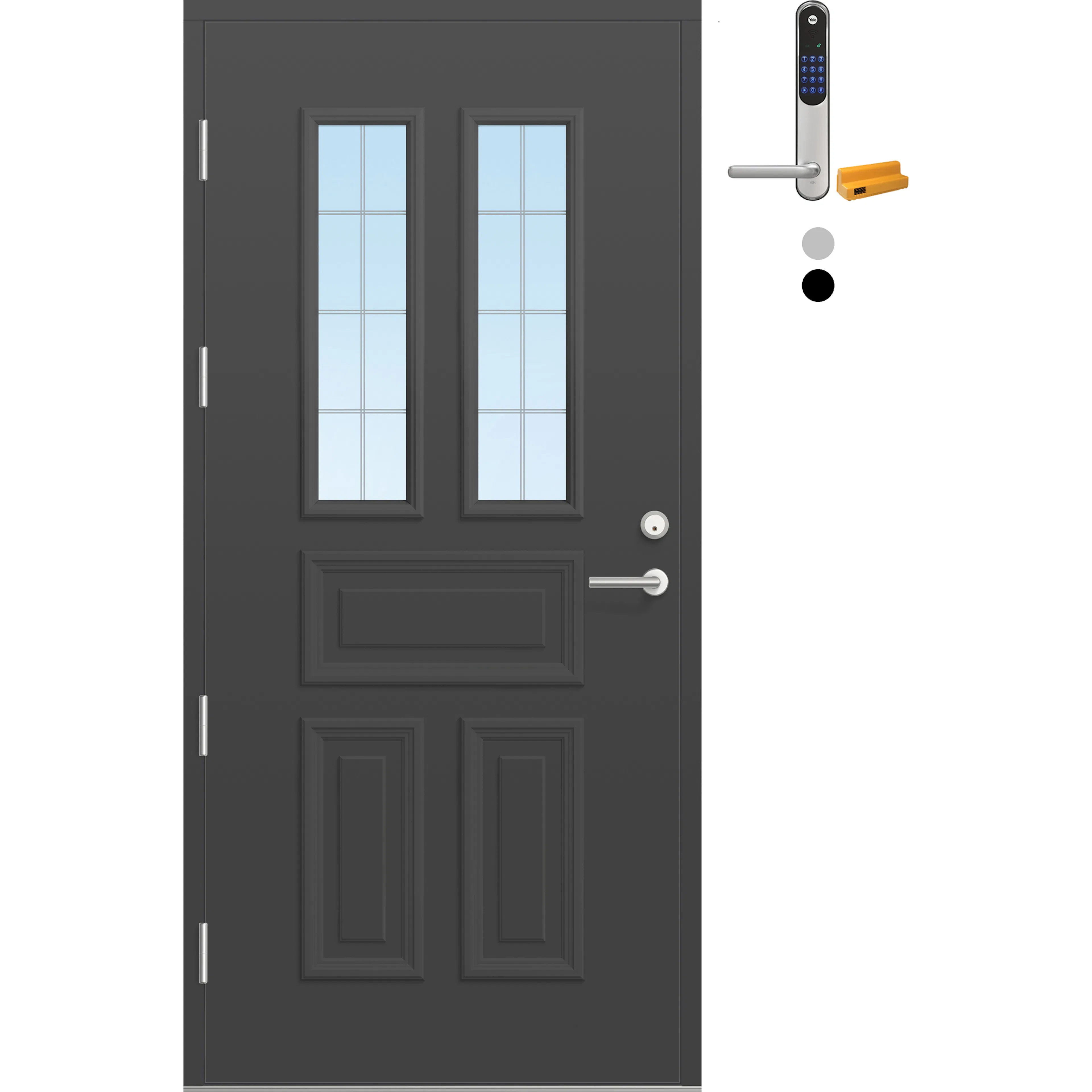 Ytterdør Bygg1 Fjord 04 Slipt Glass med Yale Doorman Classic Home