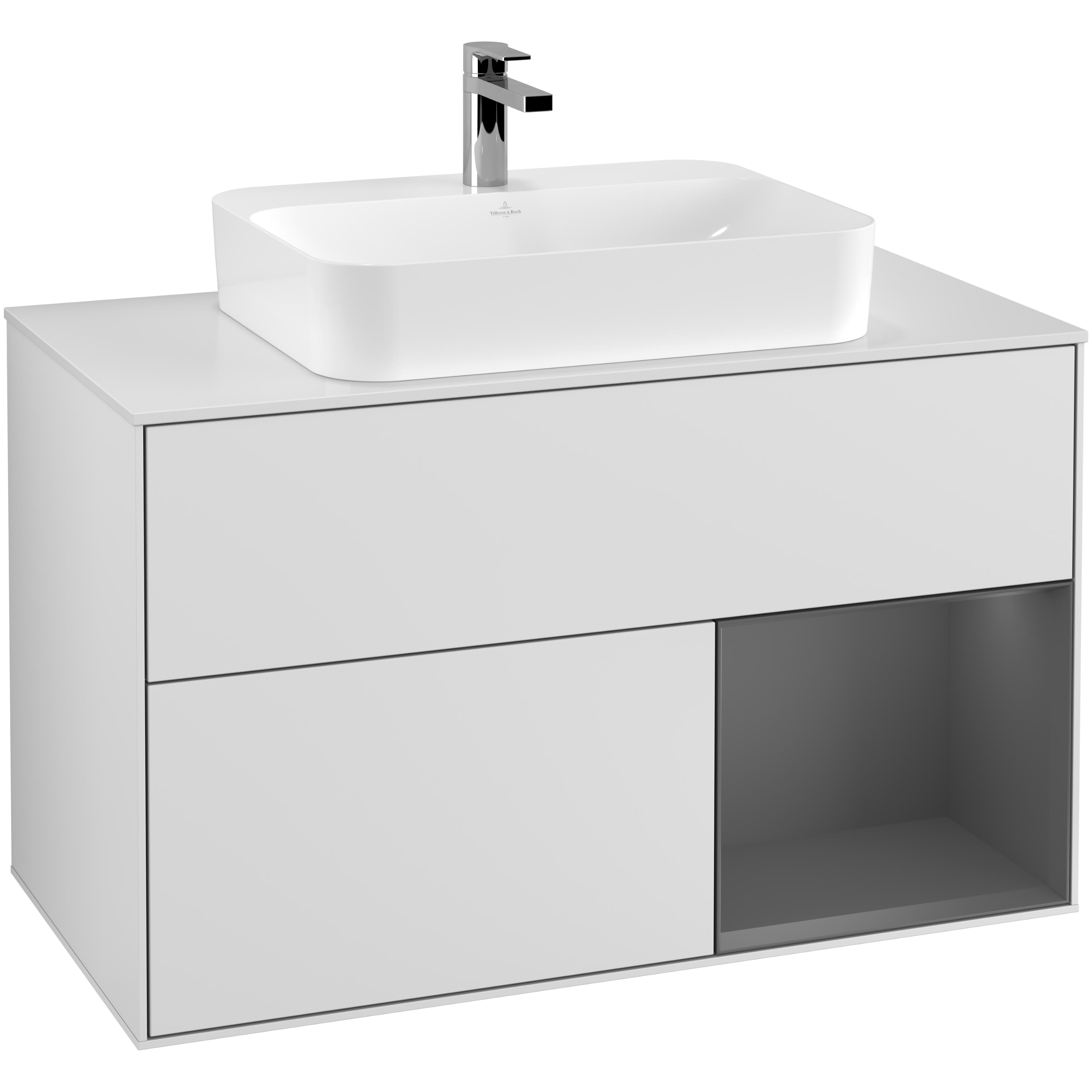 Tvättställsskåp Villeroy & Boch Finion med 2 Lådor Hylla och Bänkskiva för Ytmonterat Tvättställ | badrum - badrumsmobler - tvattstallsskap-och-kommod | KakelKungen