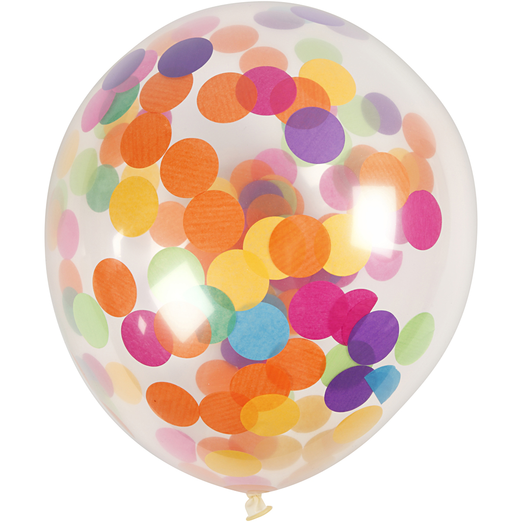 Ballonger Creativ Company med Konfetti Transparente Runde 23 cm 4 stk/1 Pk