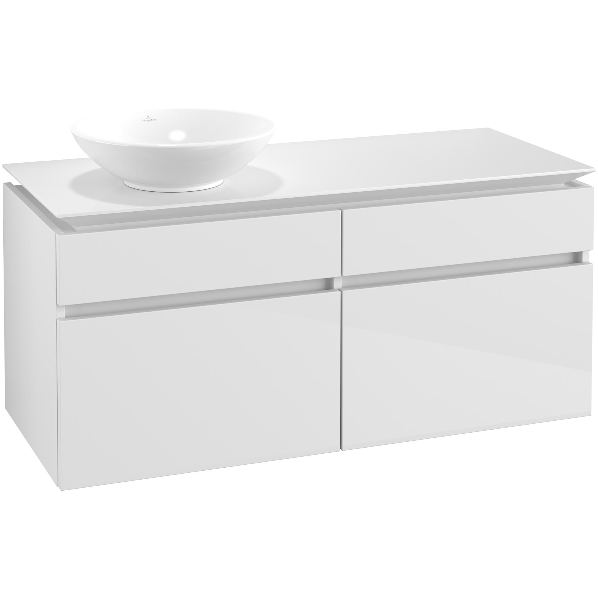 Tvättställsskåp Villeroy & Boch Legato 1200 med 4 Lådor för Ocentrerat Ytmonterat Tvättställ