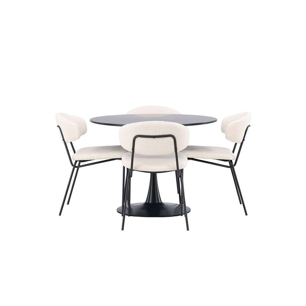 Spisegruppe Venture Home Glade Ø 100 cm med 4 Chico Stoler