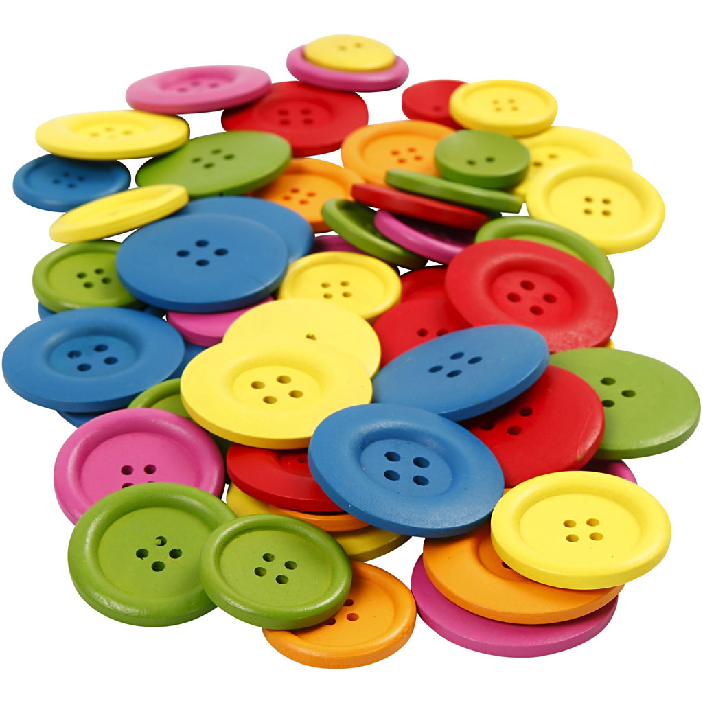 Treknapper Creativ Company Ass Farger Dia 25-40 mm 2-4 hull 144 stk/1 Pk