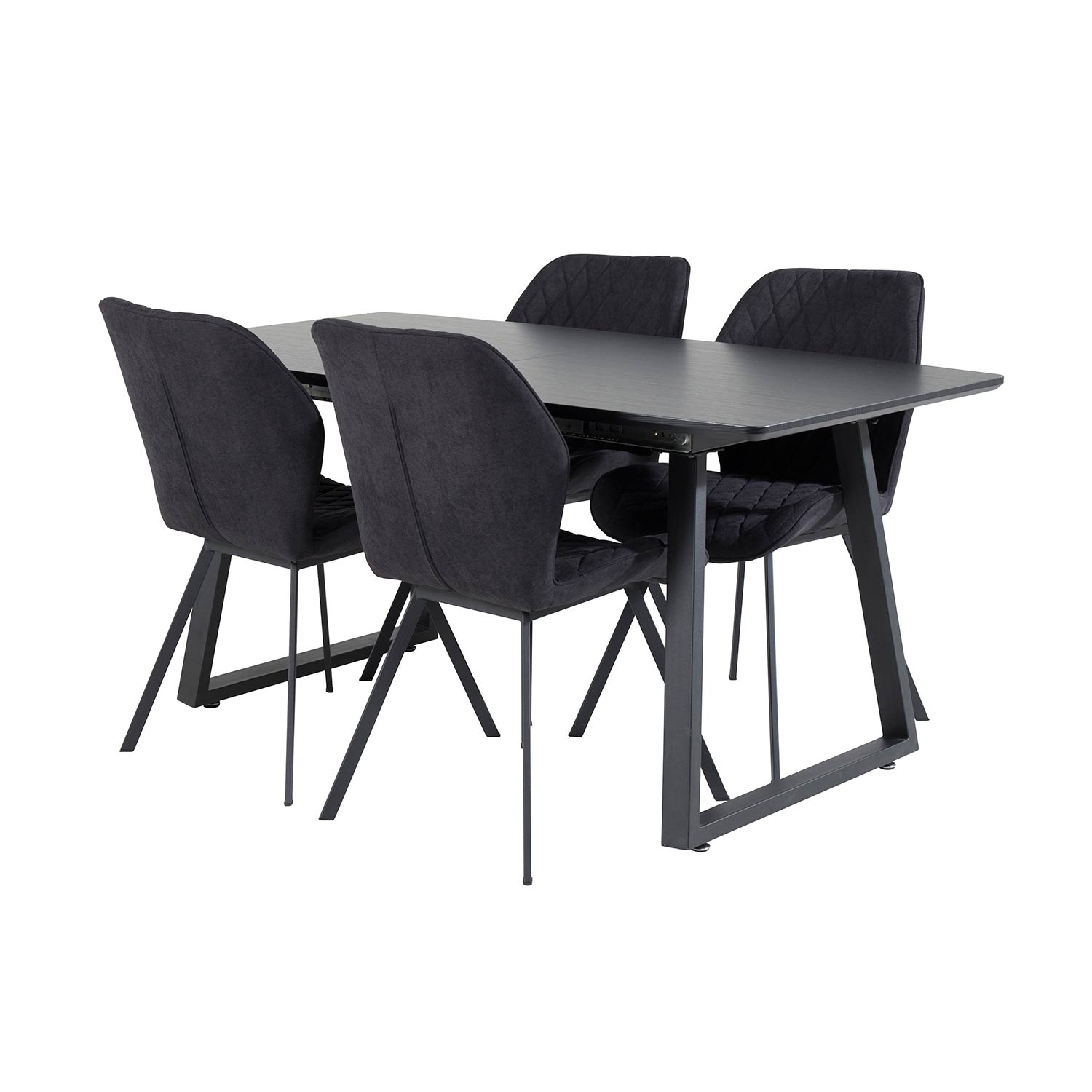 Inca Extentiontable - Black top /+GemmaChair -Black Fabric_4 Sort/Sort