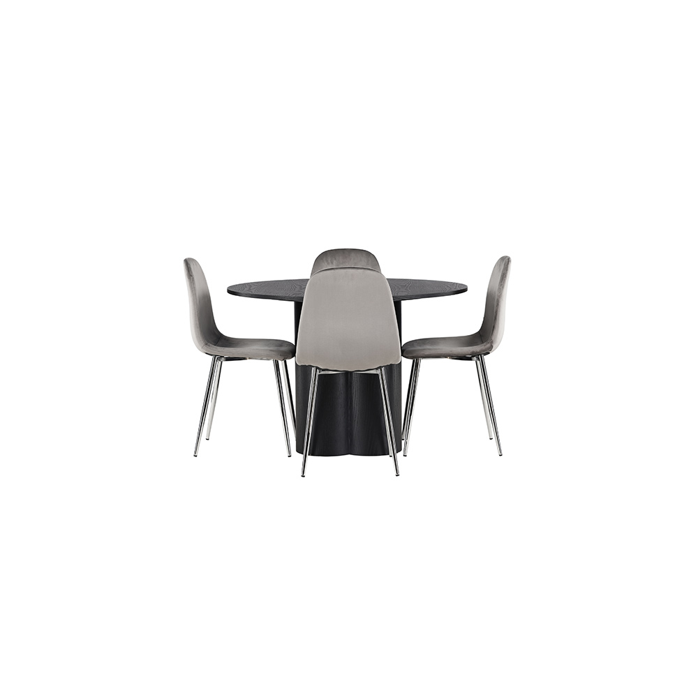Spisegruppe Venture Home Olivia Ø110 cm med 4 stk Eva Stoler