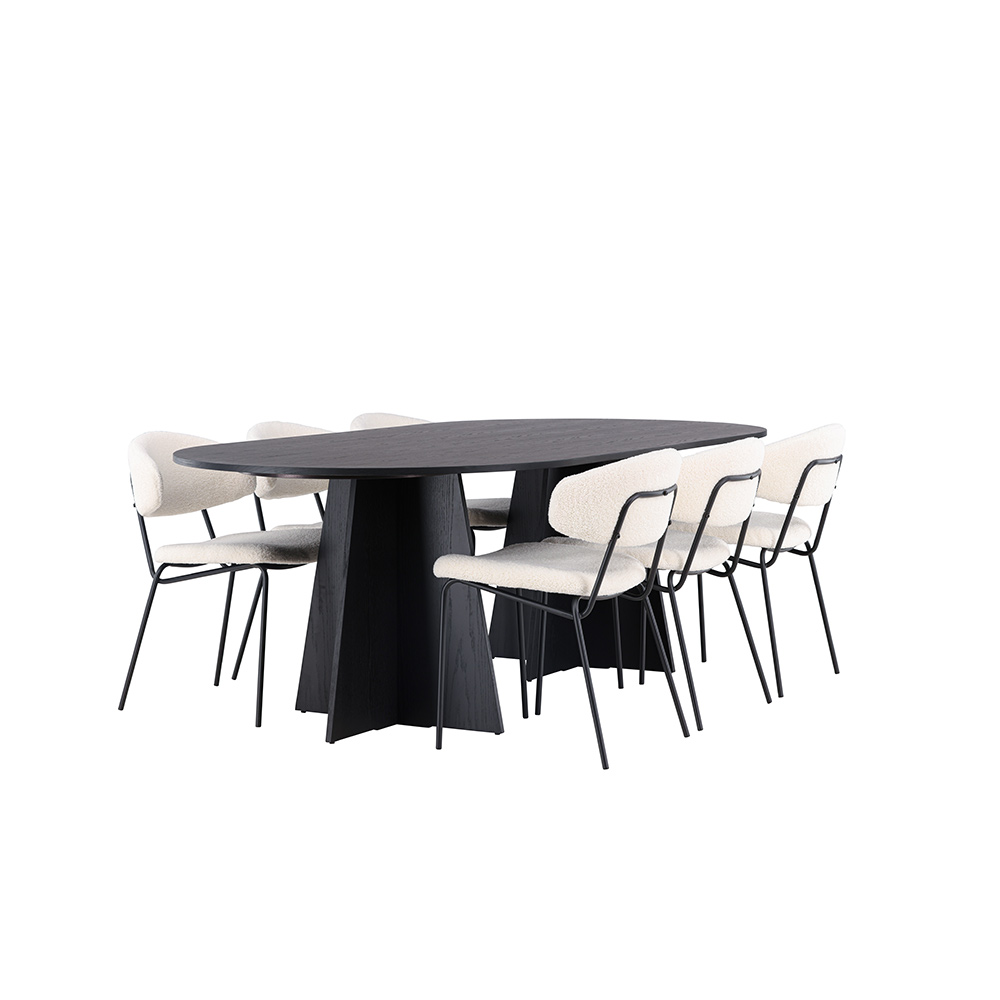 Spisegruppe Venture Home Bootcut Oval med 6 Chico Stoler