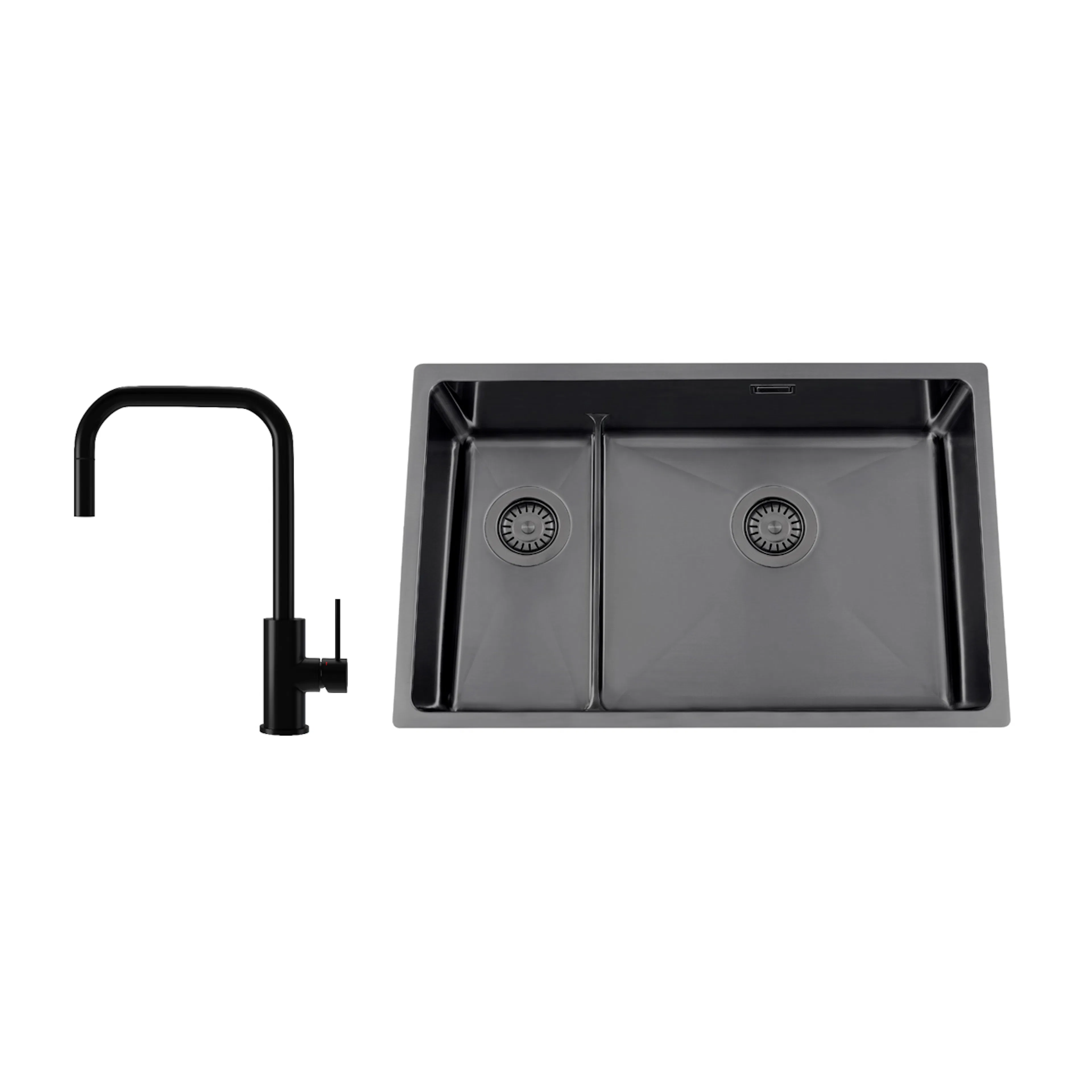 Kjøkkenvask Nordic Tech Titan 73 KHX Nickel med Kjøkkenbatteri Steel Accent Square D