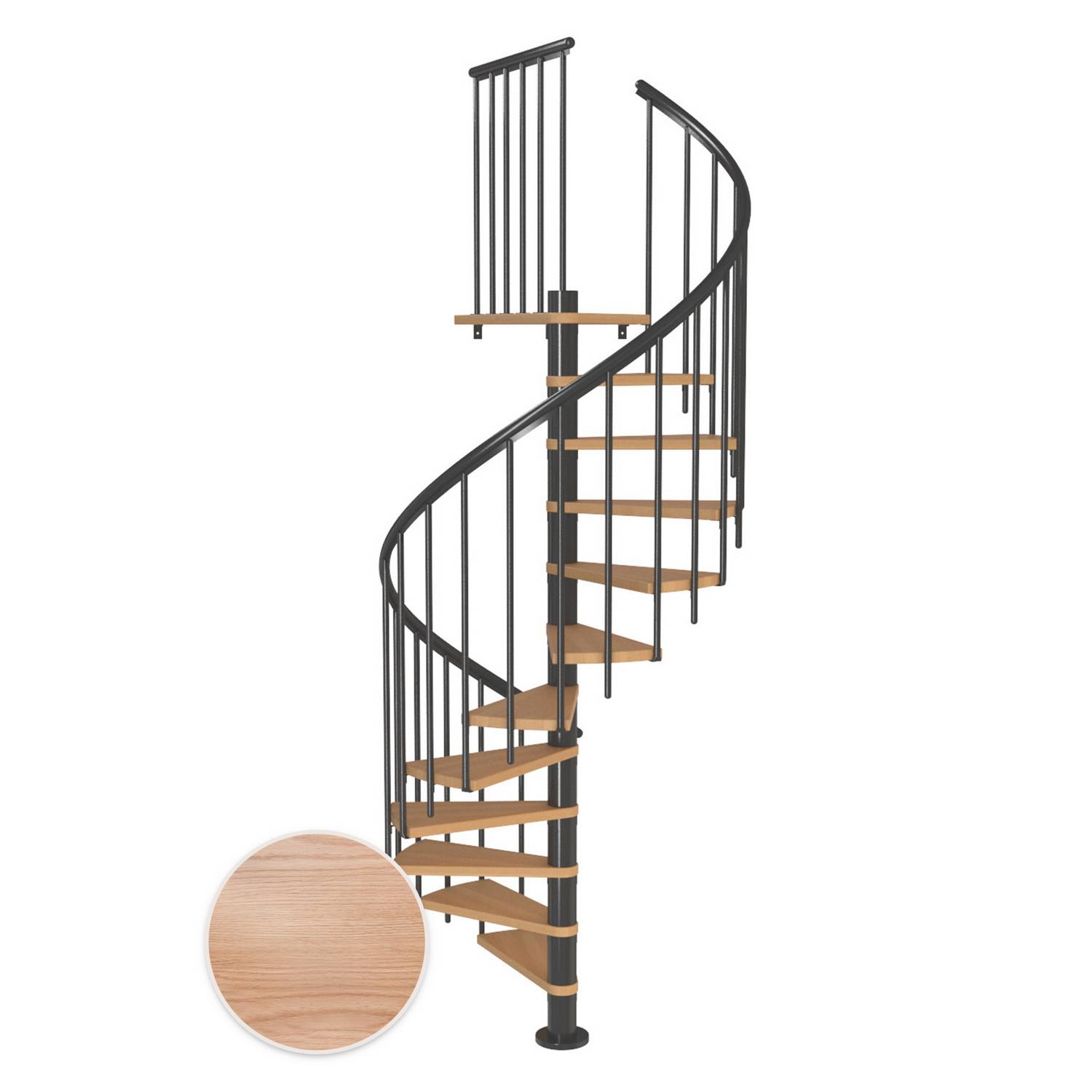 MONTREAL ek multiplex antracit CLASSIC3 11T Ø140 Antrasitt, D: 1400 mm, Høyde gulv til gulv: 2460-2820 mm, 11+1 trinn