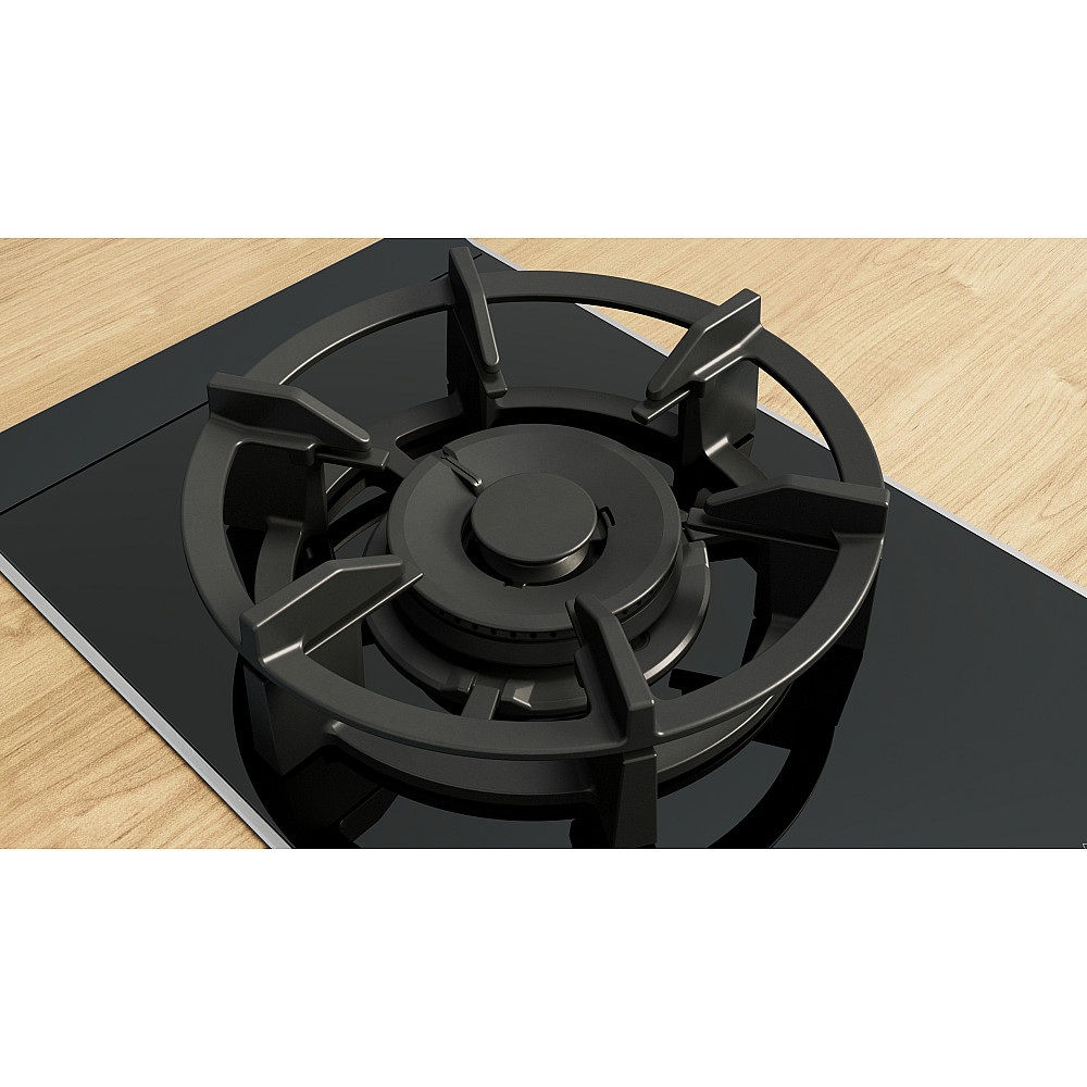 Gasskomfyr BOSCH Serie 8 PRA3A6I10 Sort Glasskeramikk 30cm med Flameselect og Oppvaskmaskinsikker Støtte