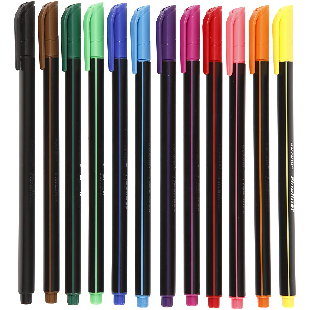 Colortime Fineliner Tusch, mixade färger, 12 st./ 1 förp. Mixade Farger, 12 st