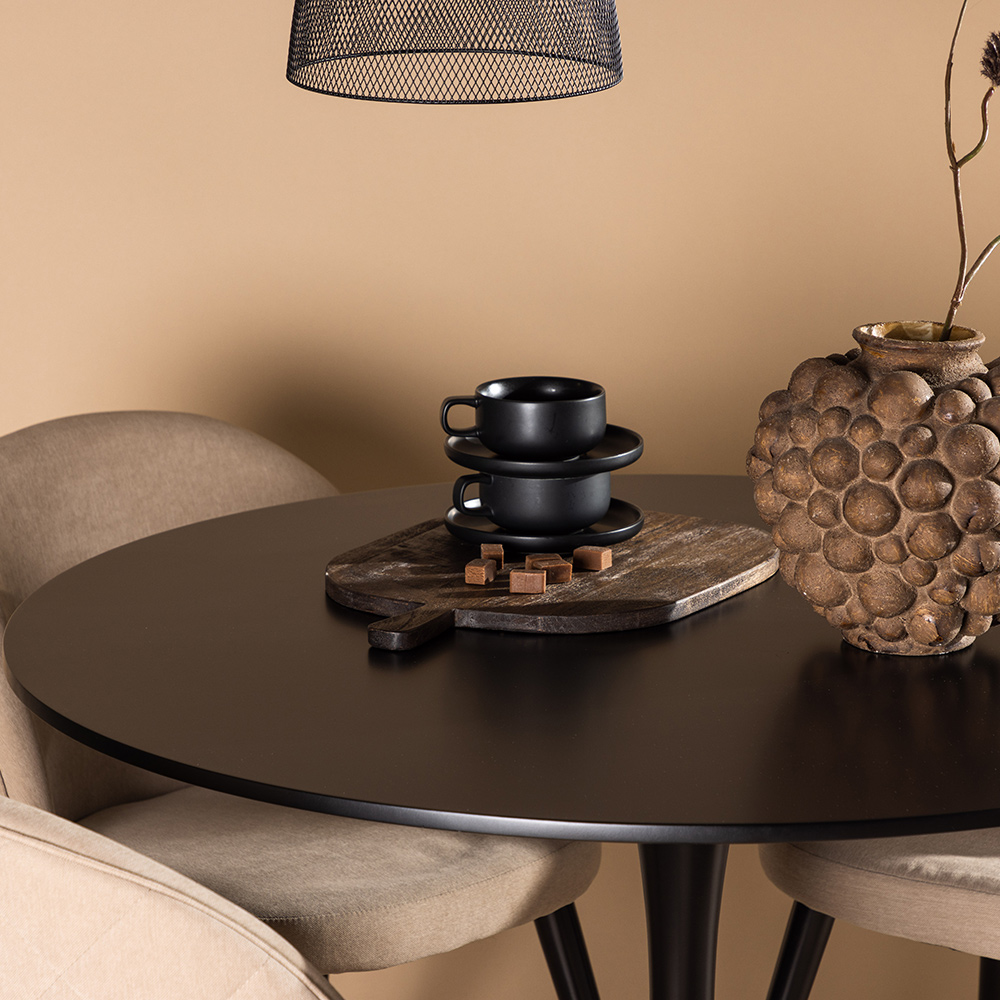 Spisegruppe Venture Home Glade Ø 100 cm med 4 Velvet Stoler