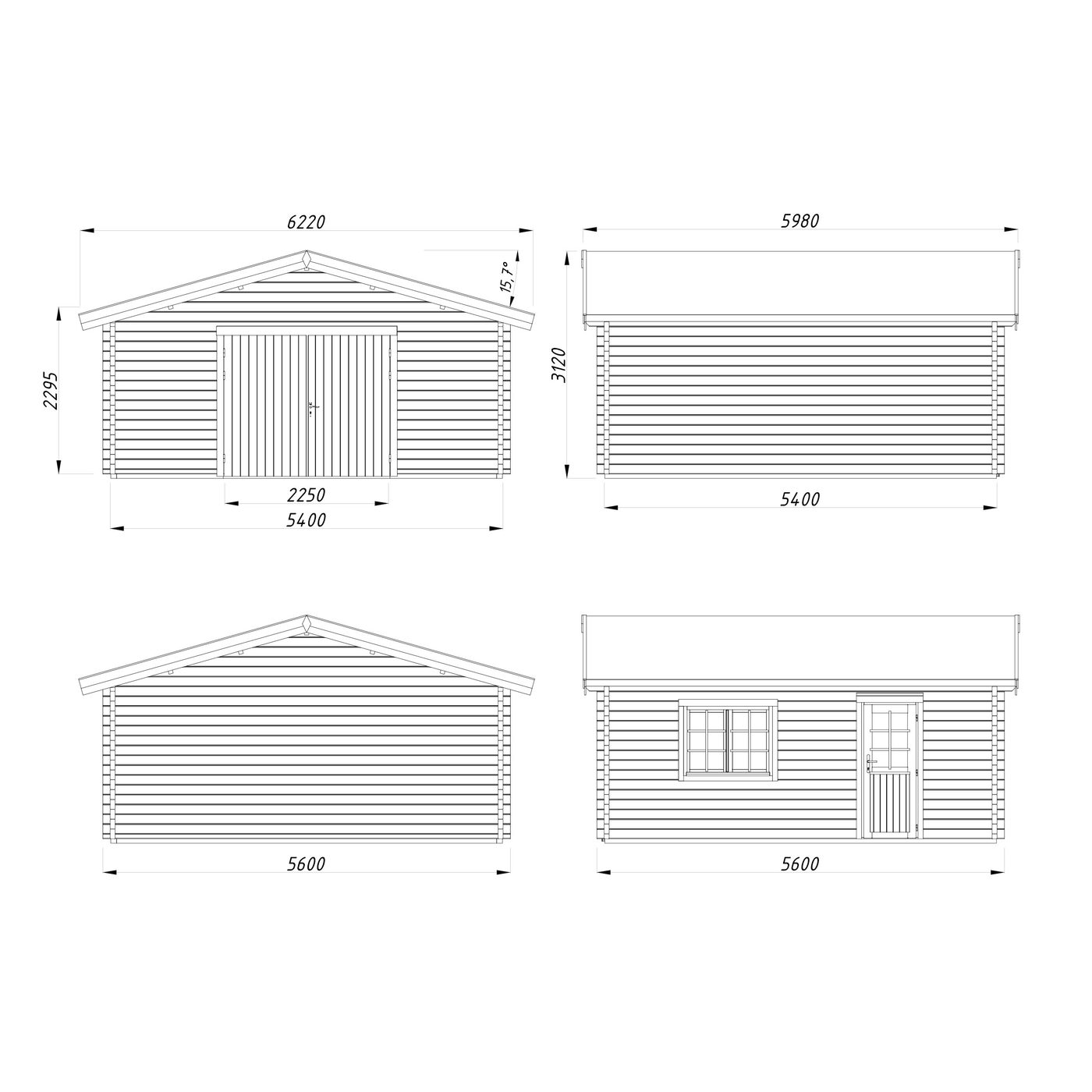 Roger 29,2 m2 (inv. 27,7 m2) with wooden gate Ubehandlet tre