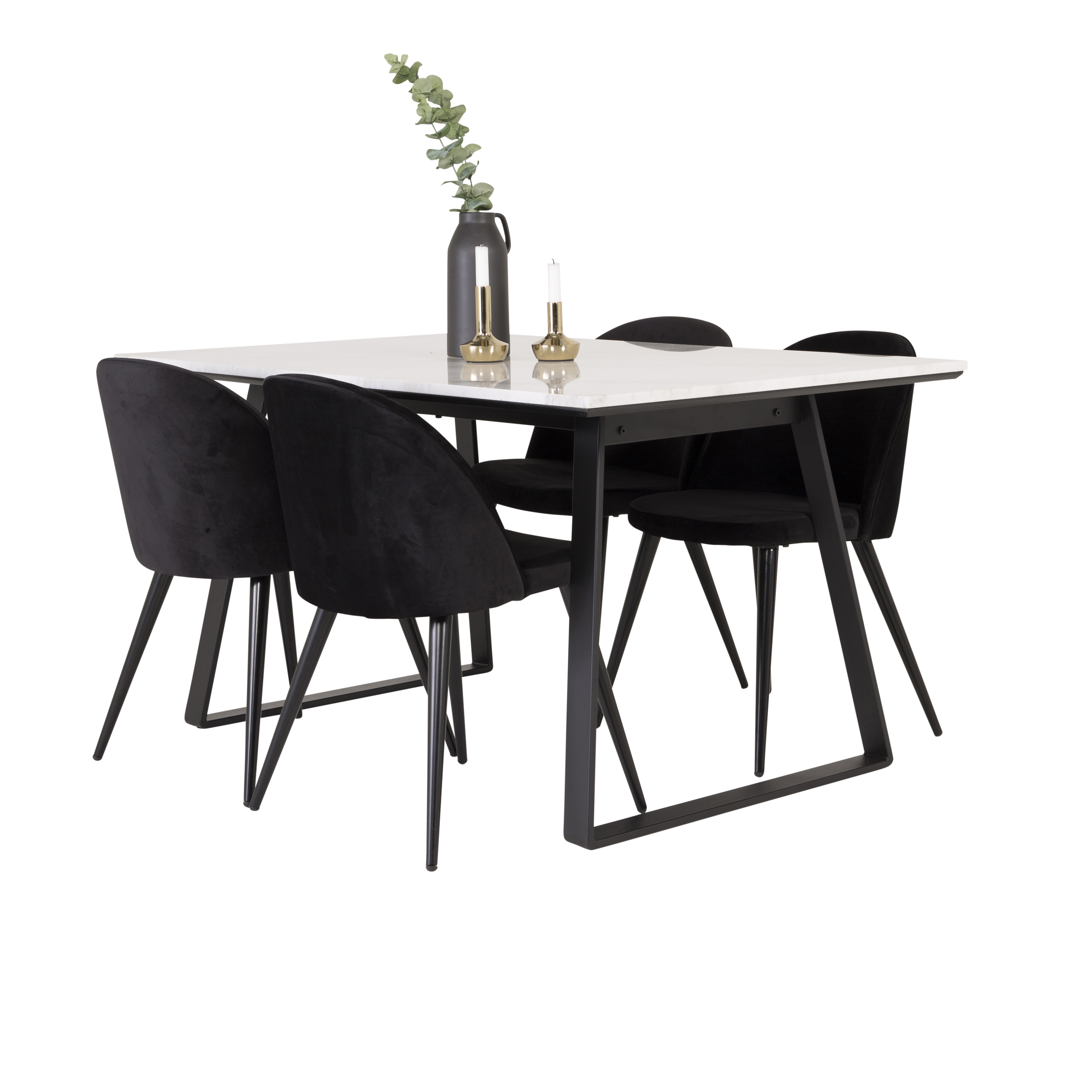 Spisegruppe Venture Home Estelle 140 med 4 Valentina Stoler Fløyel