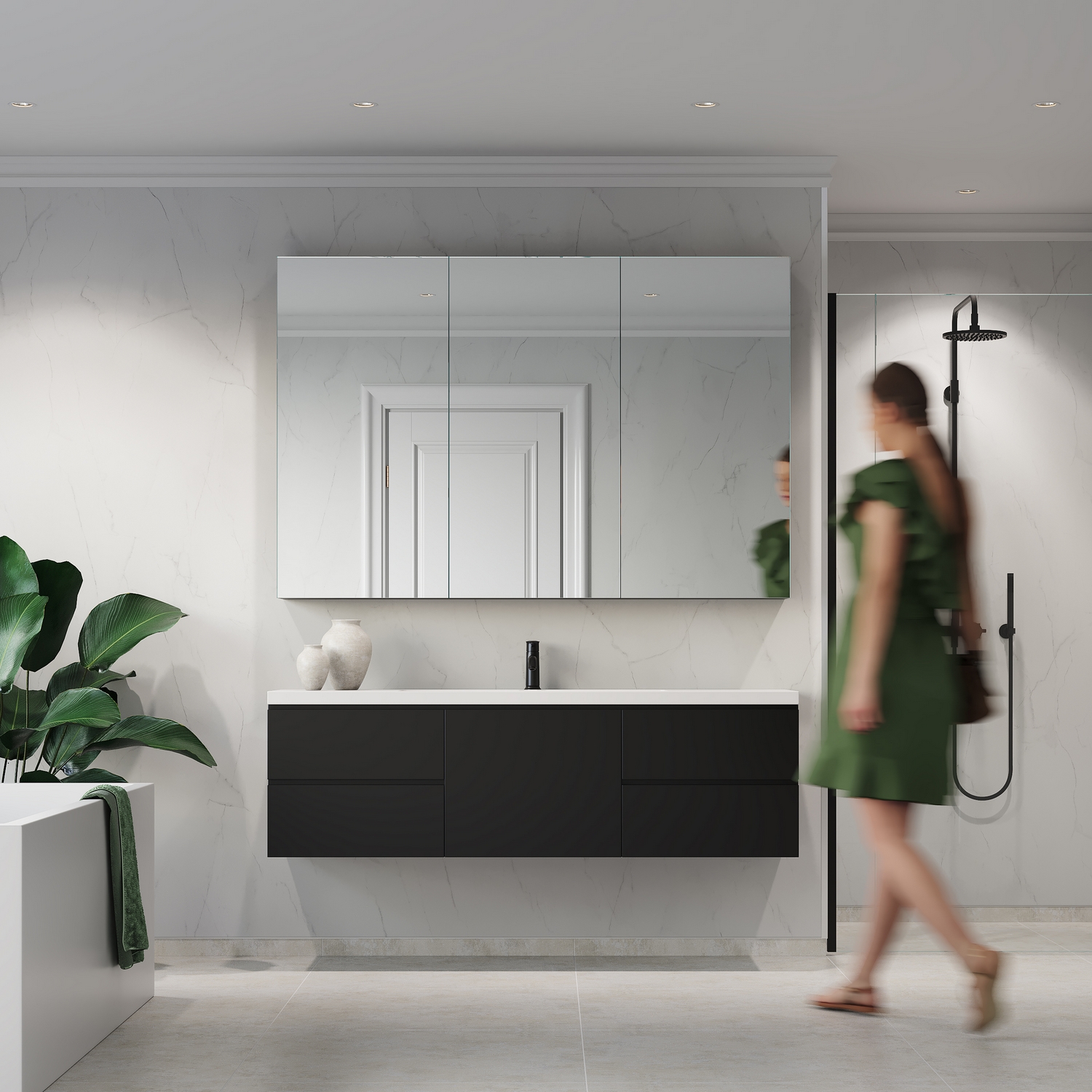 Baderomspanel Fibo 2487-M00S Bianco Marble