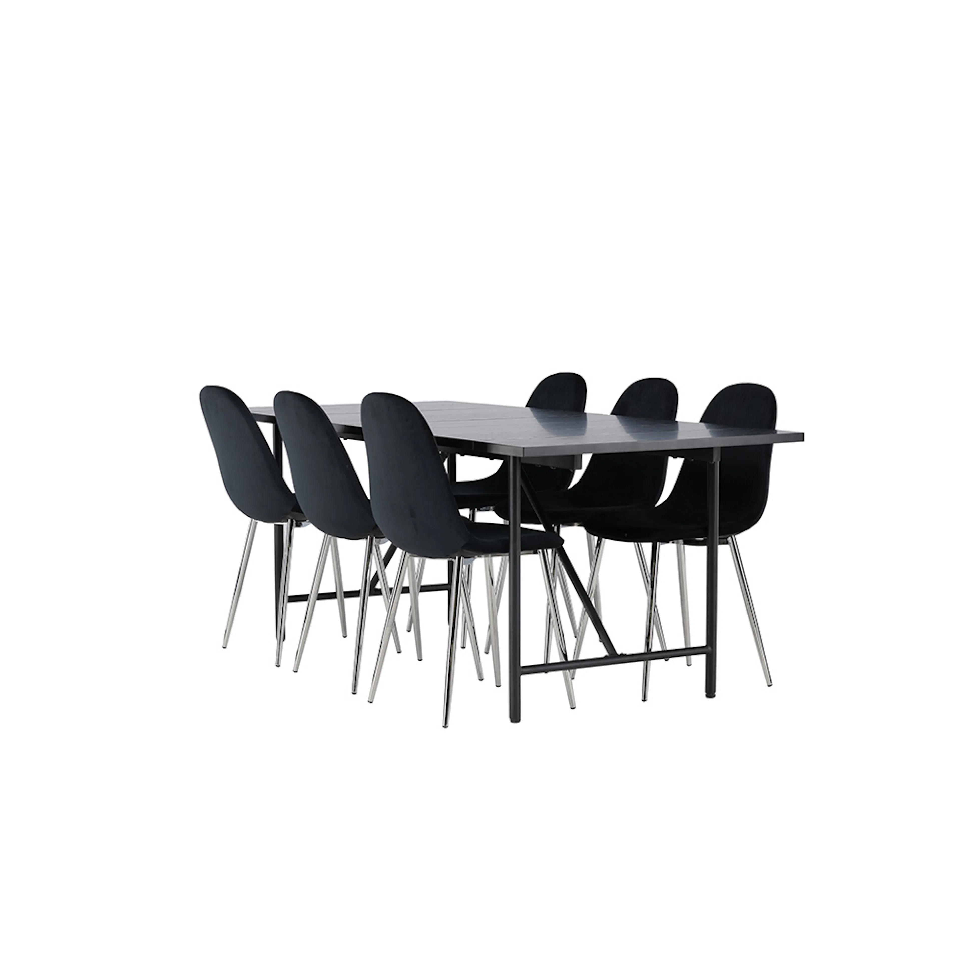 Matgrupp Venture Home Astrid med 6 Polar Sammet Stolar Sort/Krom