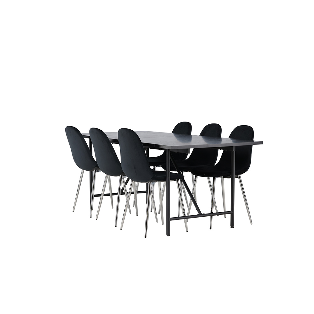 Spisegruppe Venture Home Astrid med 6 Polar Fløyel Stoler