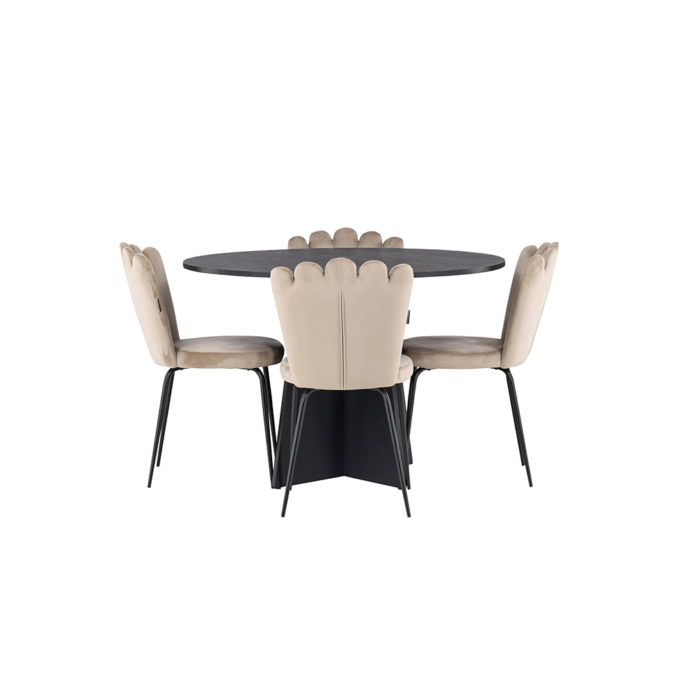 Spisegruppe Venture Home Bootcut Ø110 cm med 4 Limhamn Light Stoler