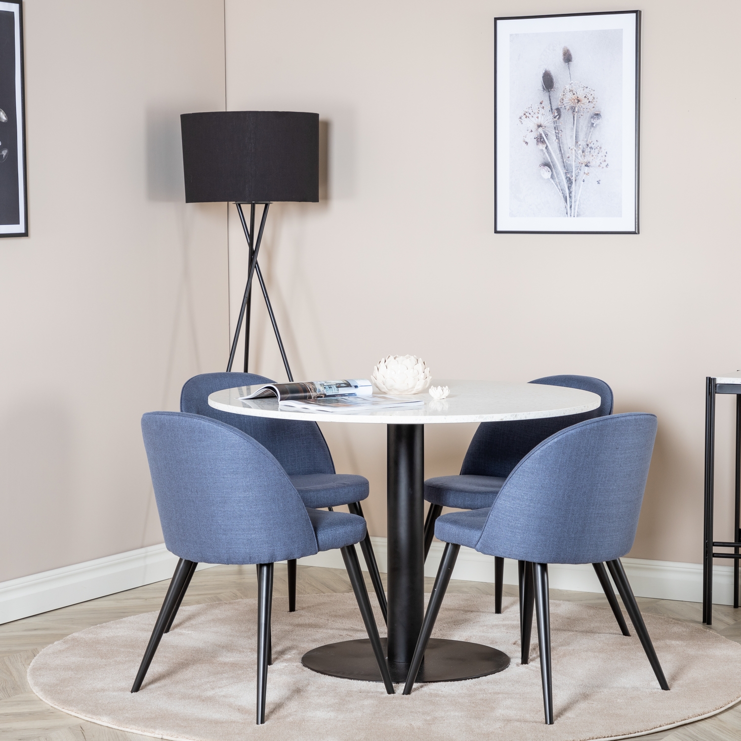 Spisegruppe Venture Home Roxanna med 4 Valentina Stoler Polyester Rundt