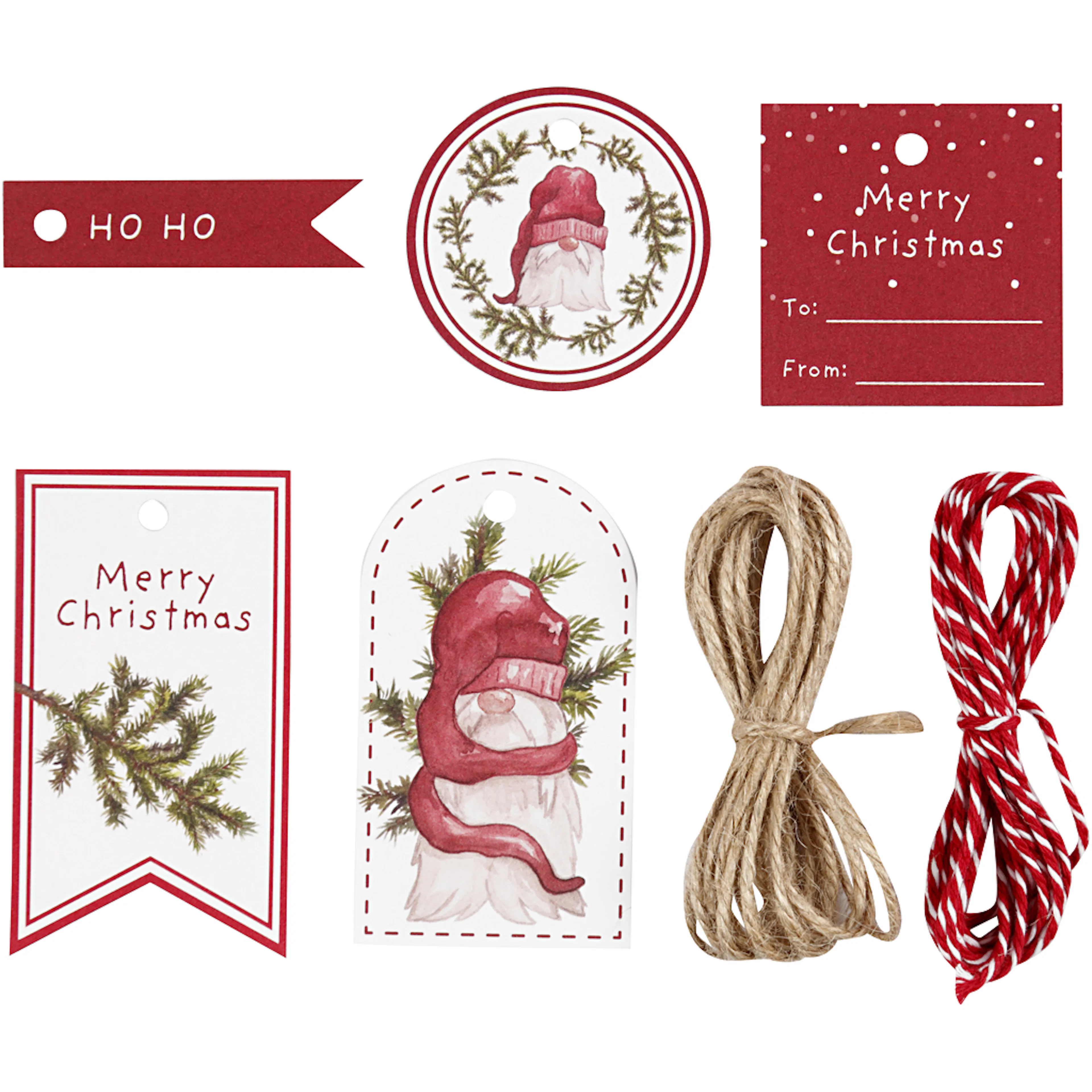 Gaveetiketter Creativ Company 250 g 1 Set Hvit/Rød
