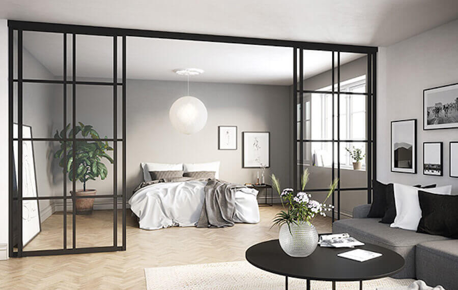 skyvedør med glass elfa