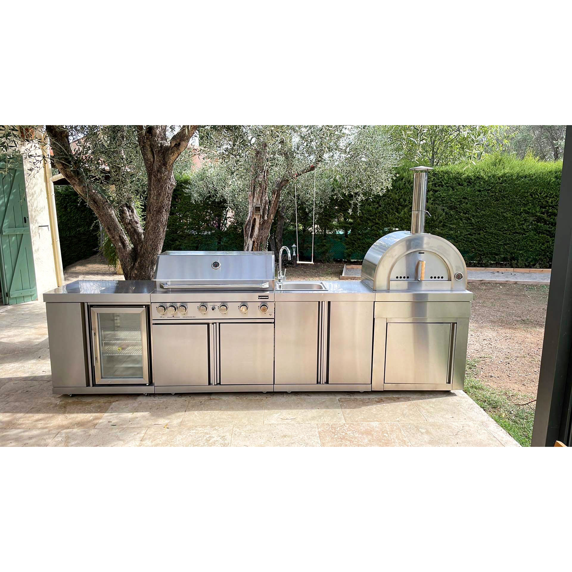 Oppvaskbenk Modul Myoutdoorkitchen Stainless Collection med Oppbevaringsskap