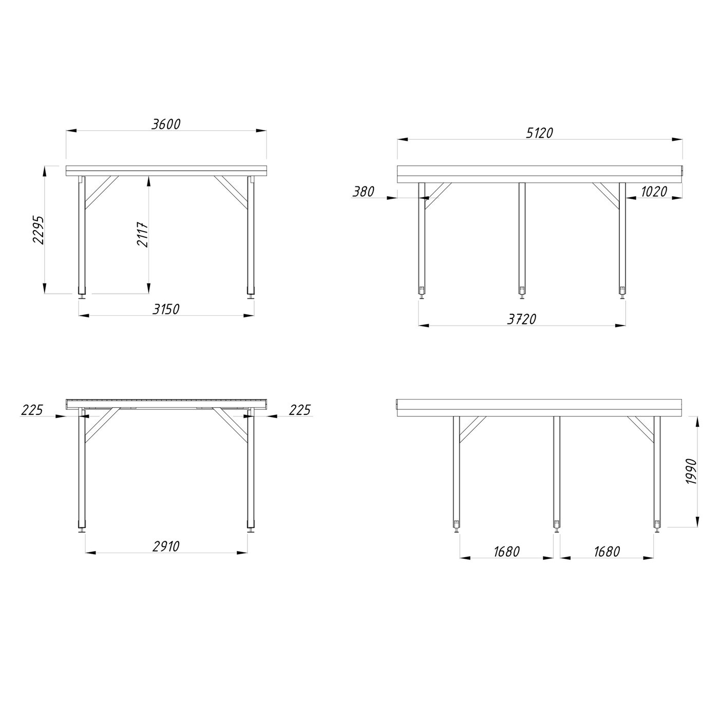 Carport Karl 11,7 m2 Ubehandlet tre