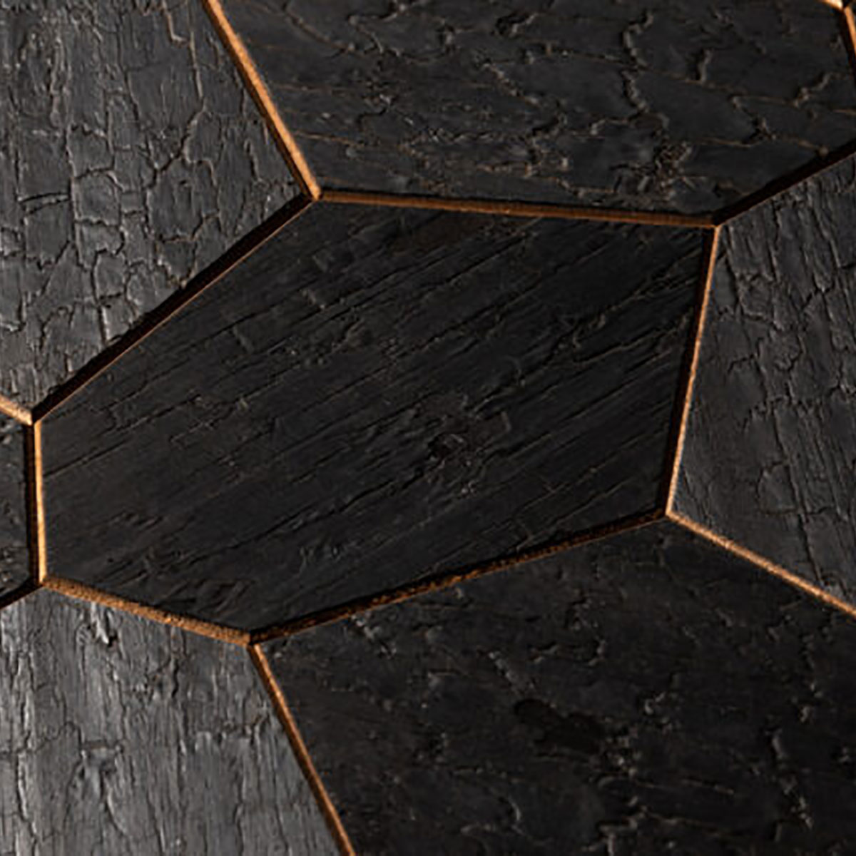 Veggpanel Emotionwood Hexagon Abachi Yakisugi