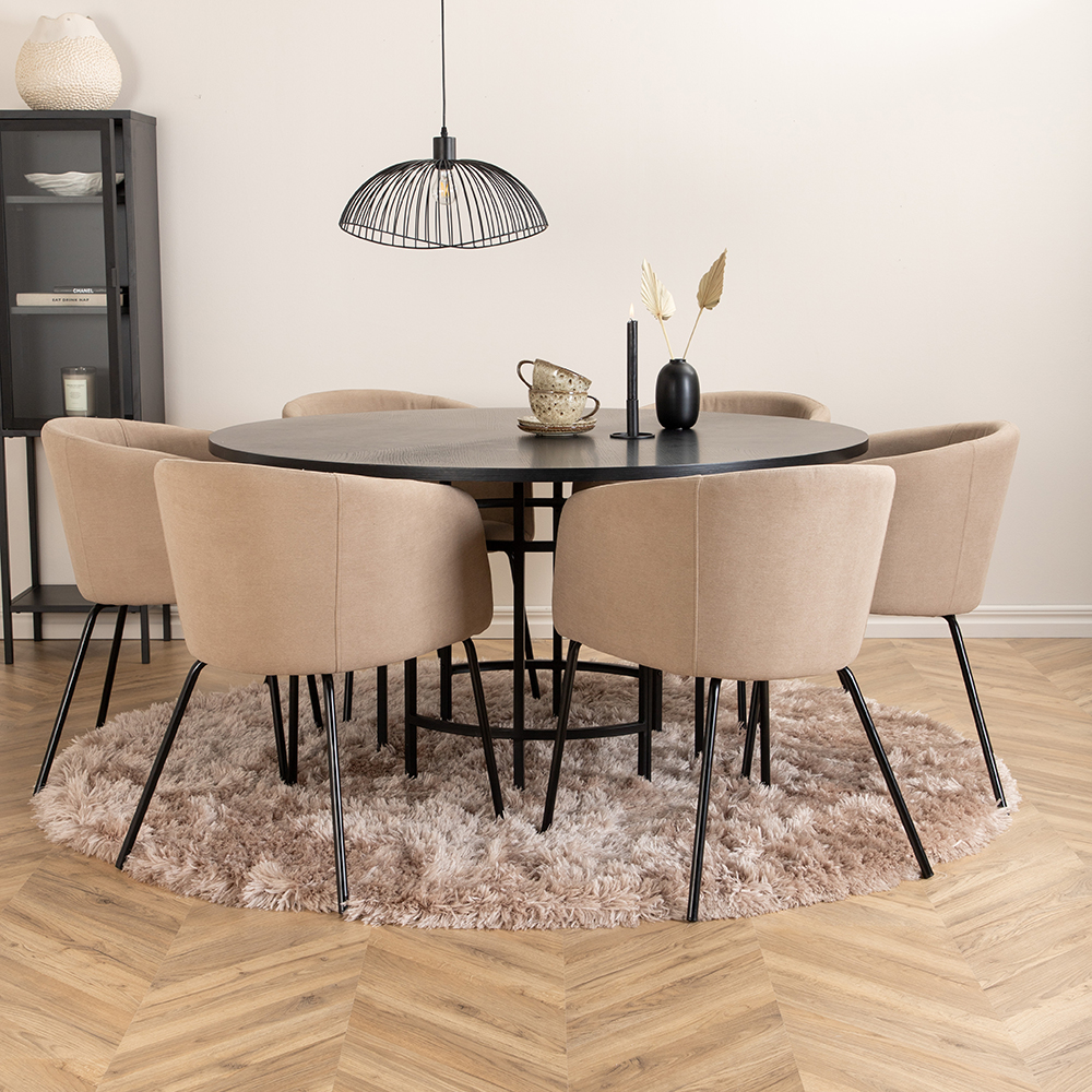 Spisegruppe furniture/fashion Copenhagen Ø140 cm med 6 Berit Stoler