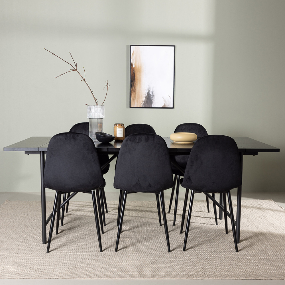 Spisegruppe Venture Home Astrid med 6 Polar Fløyel Stoler