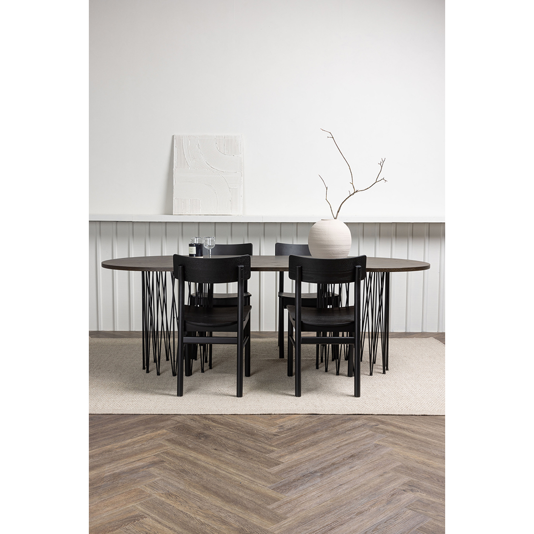 Spisegruppe Venture Home Stone oval med 4st Montros Spisestoler
