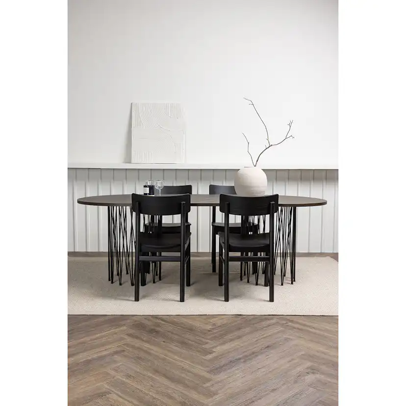 Spisegruppe Venture Home Stone oval med 4st Montros Spisestoler