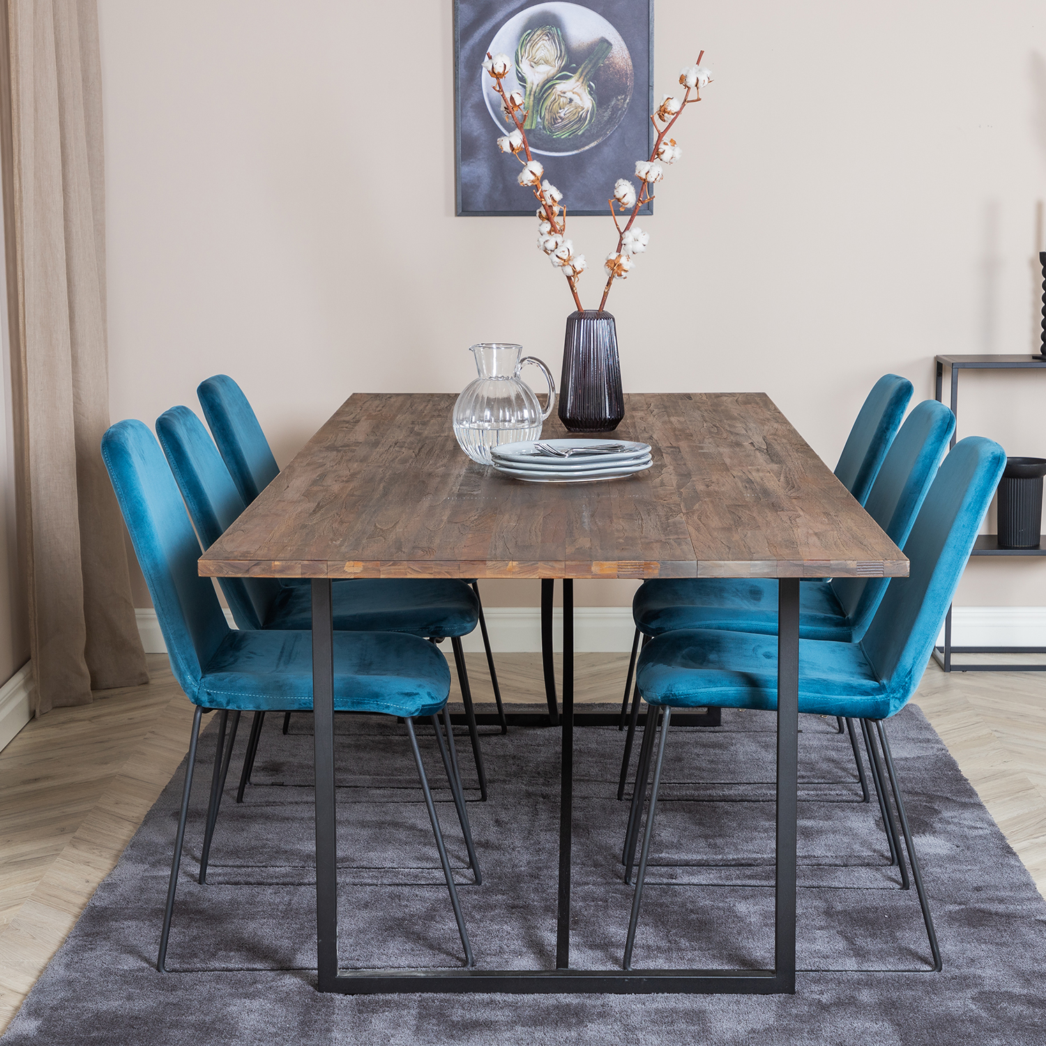 Spisegruppe Venture Home Peo med 6 Muscot Stoler