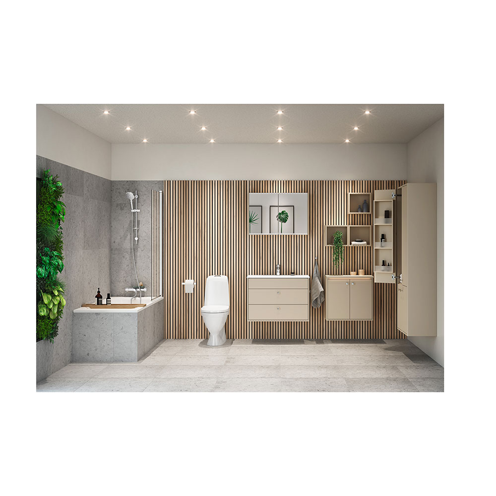 Graphic Kommod Beige med tvtst 80 cm Glatt boks, Beige