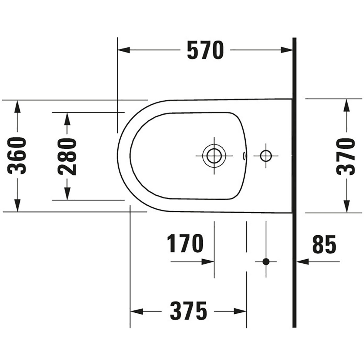 Bidé Duravit ME by Starck Veggmontert
