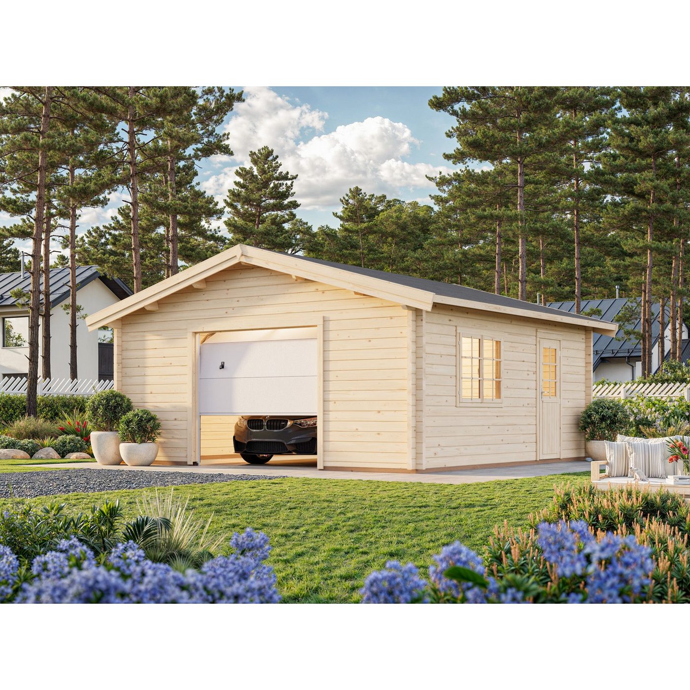 Roger 29,2 m2 (inv.  27,7 m2) with sectional door Ubehandlet tre