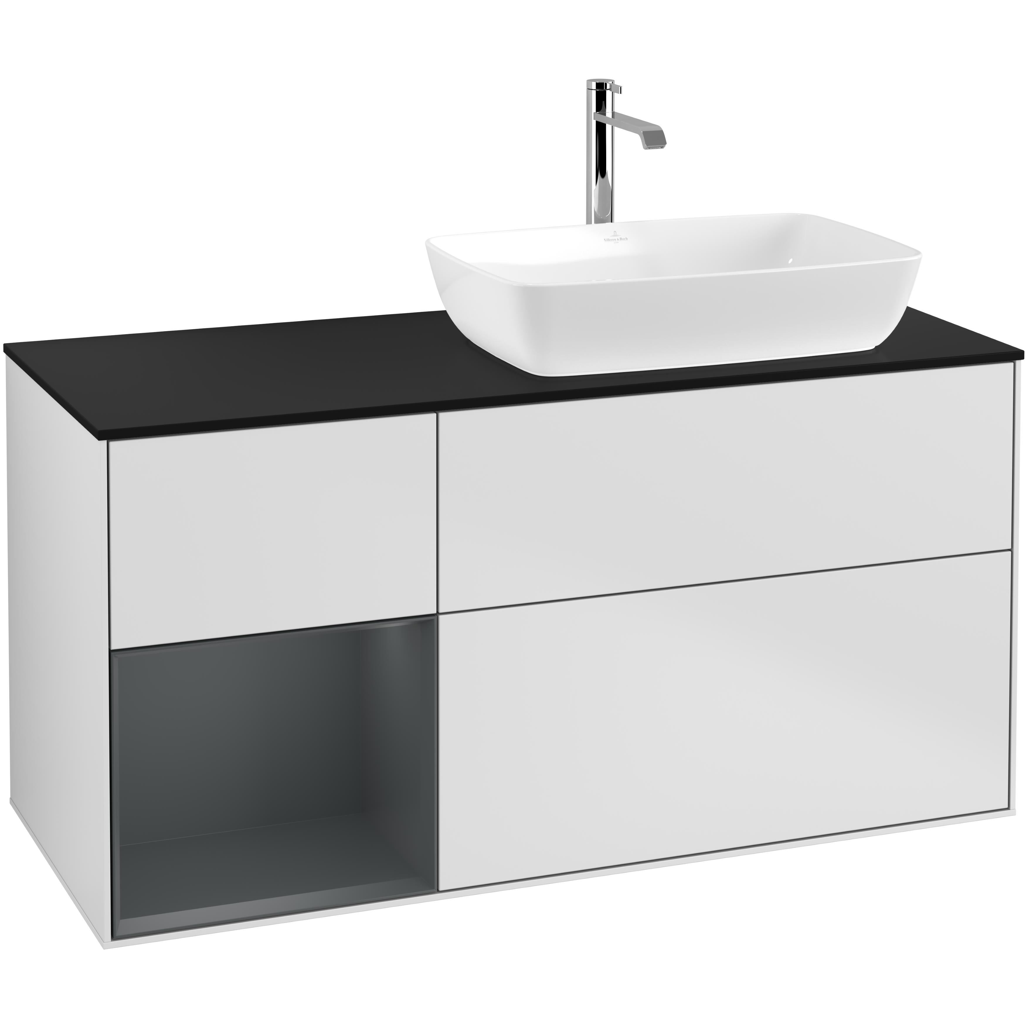 Tvättställsskåp Villeroy & Boch Finion med 3 Lådor Hylla och Bänkskiva för Ocentrerat Tvättställ från Artis & Collaro