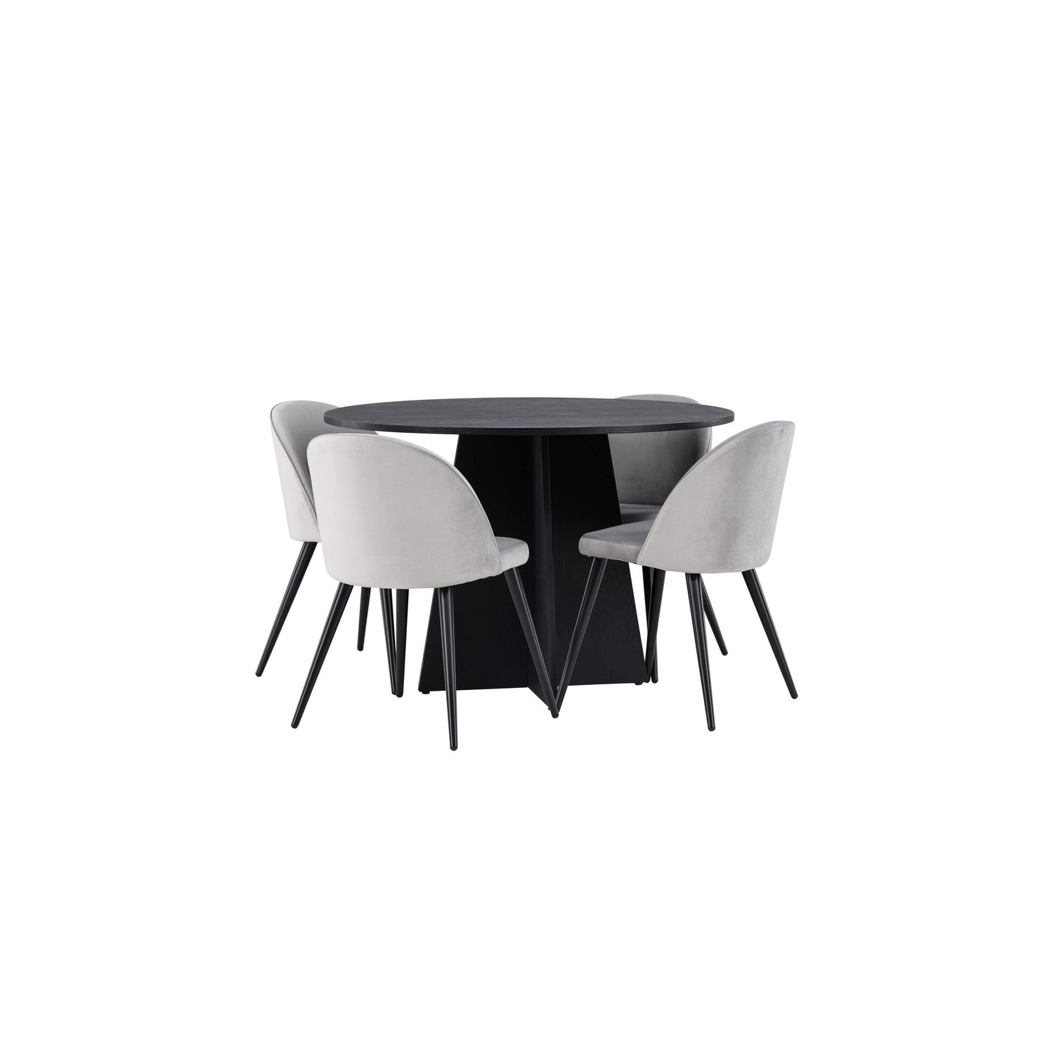 Spisegruppe Venture Home Bootcut Ø110 cm med 4 Velvet Stoler