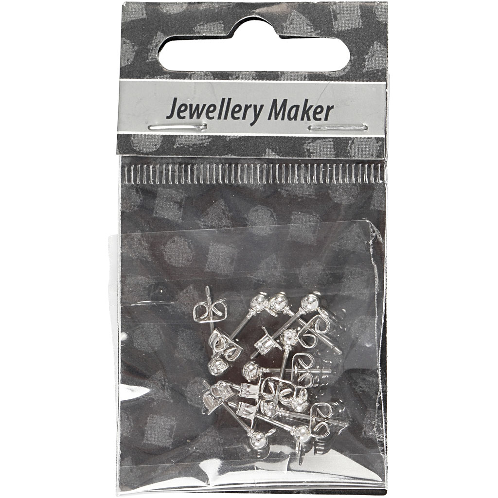 Ørepinner Creativ Company Forsølvet L13 mm 1 Pk