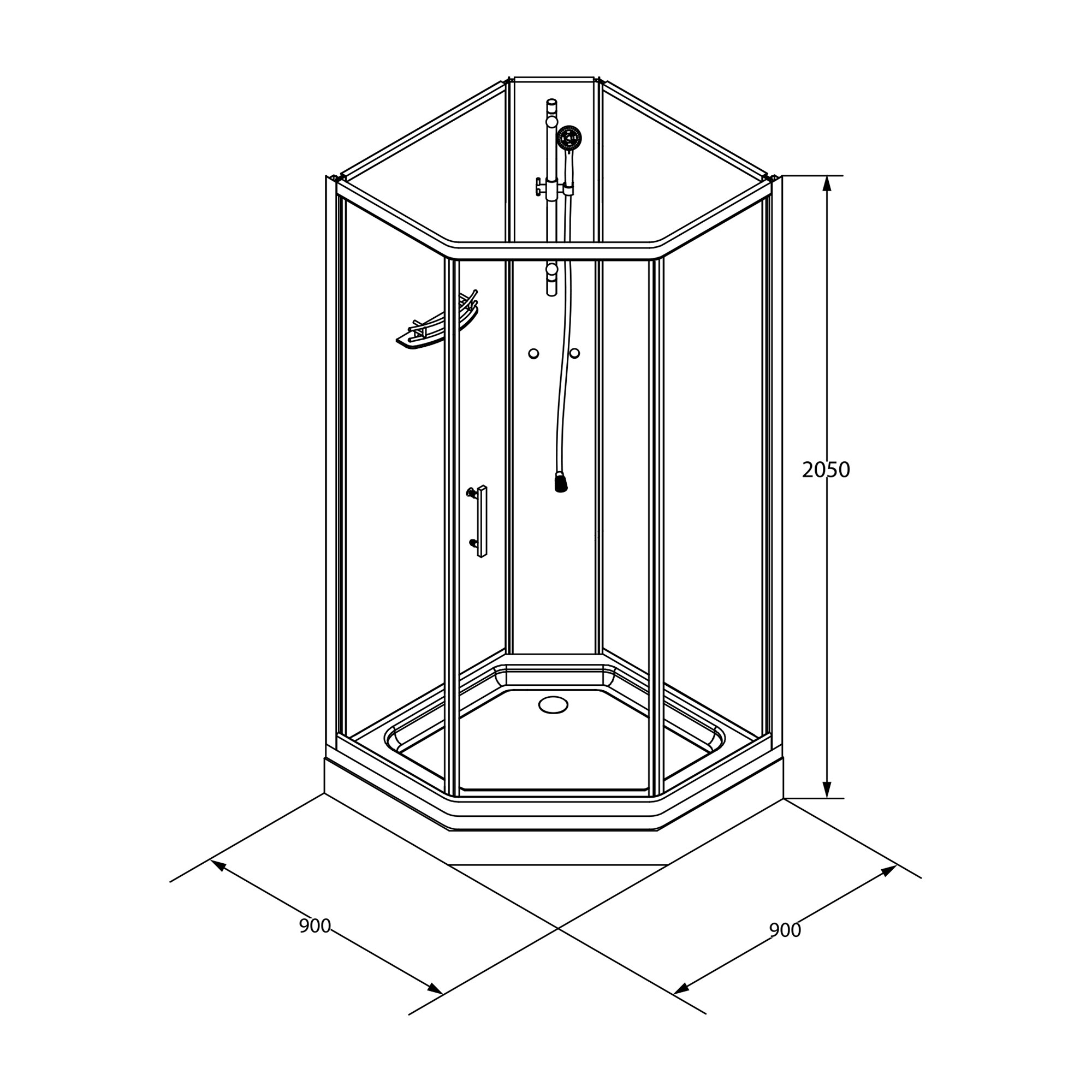 Dusjkabinett Bathlife Ideal 90x90 Rett